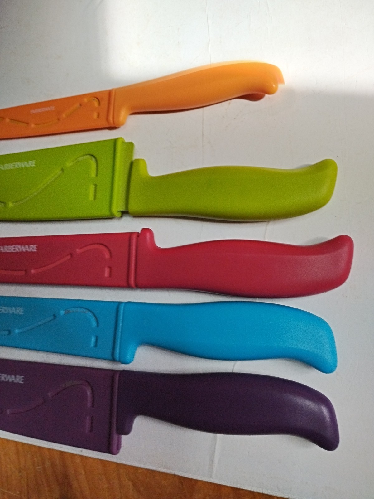 Farberware Cutlery Knife Set 5 Piece Red Orange Green Blue Purple With Sheaths