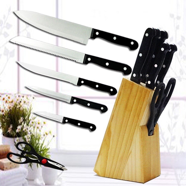7 pcs Stainless Steel Professional Kitchen Knives Set with 2 pack gloves