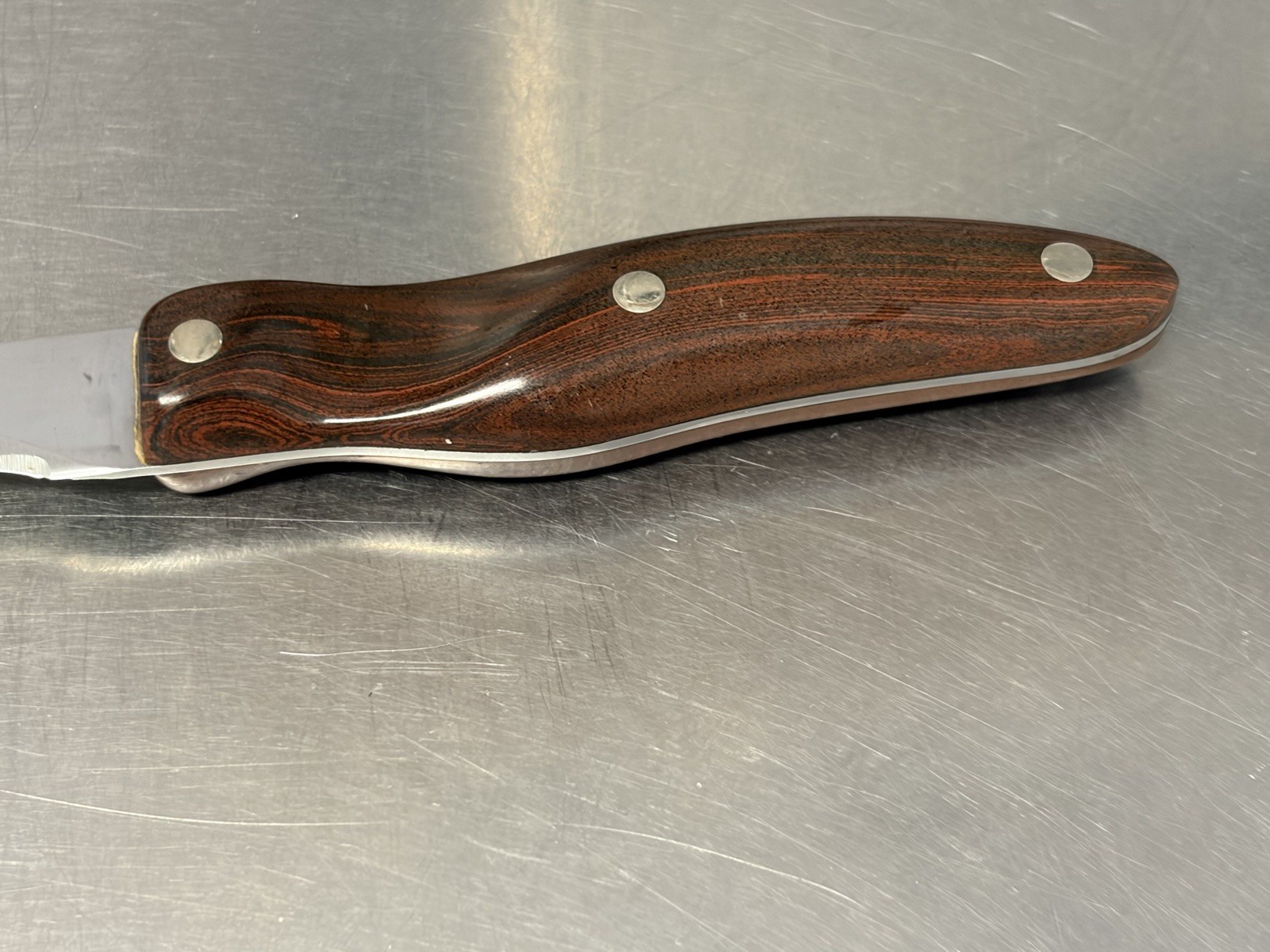Vintage CUTCO No. 21 Kitchen Knife Classic Wooden Brown Swirl Handle 4 3/8” Trim