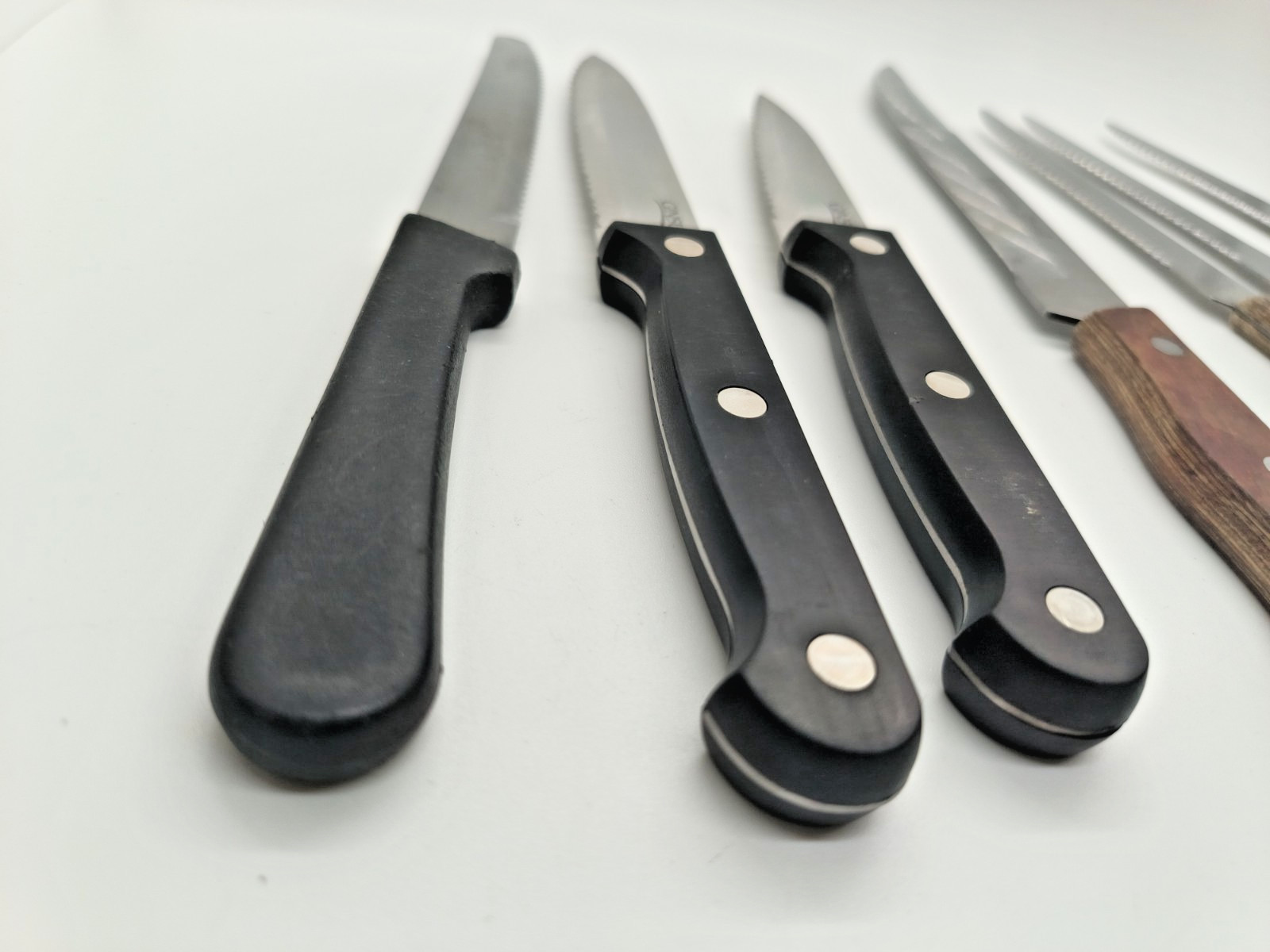 7 Steak Knives, Ginsu Delco Maxam Steel 6” Superior Hanford Forge Lot Wooden