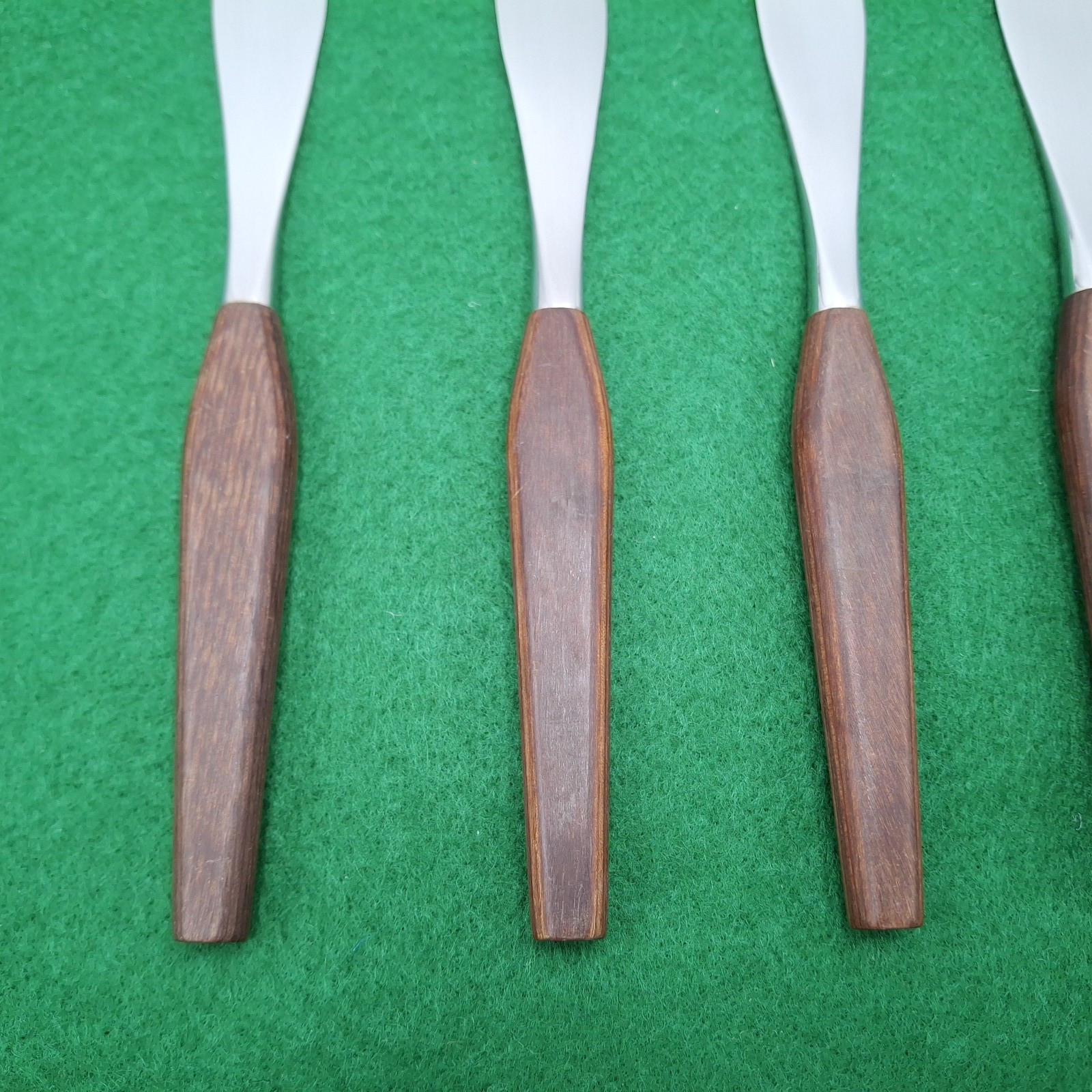 Fleetwood Designer Steak Knife Set Of 6 Danish Mid Century Modern Teak Stainless