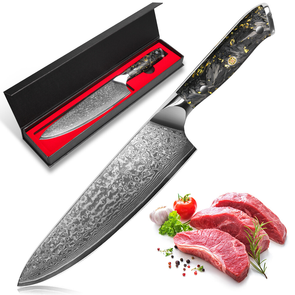VG-10 Damascus Steel Chef Knife Razor Sharp Kitchen Knife-Gift for Home Cooks