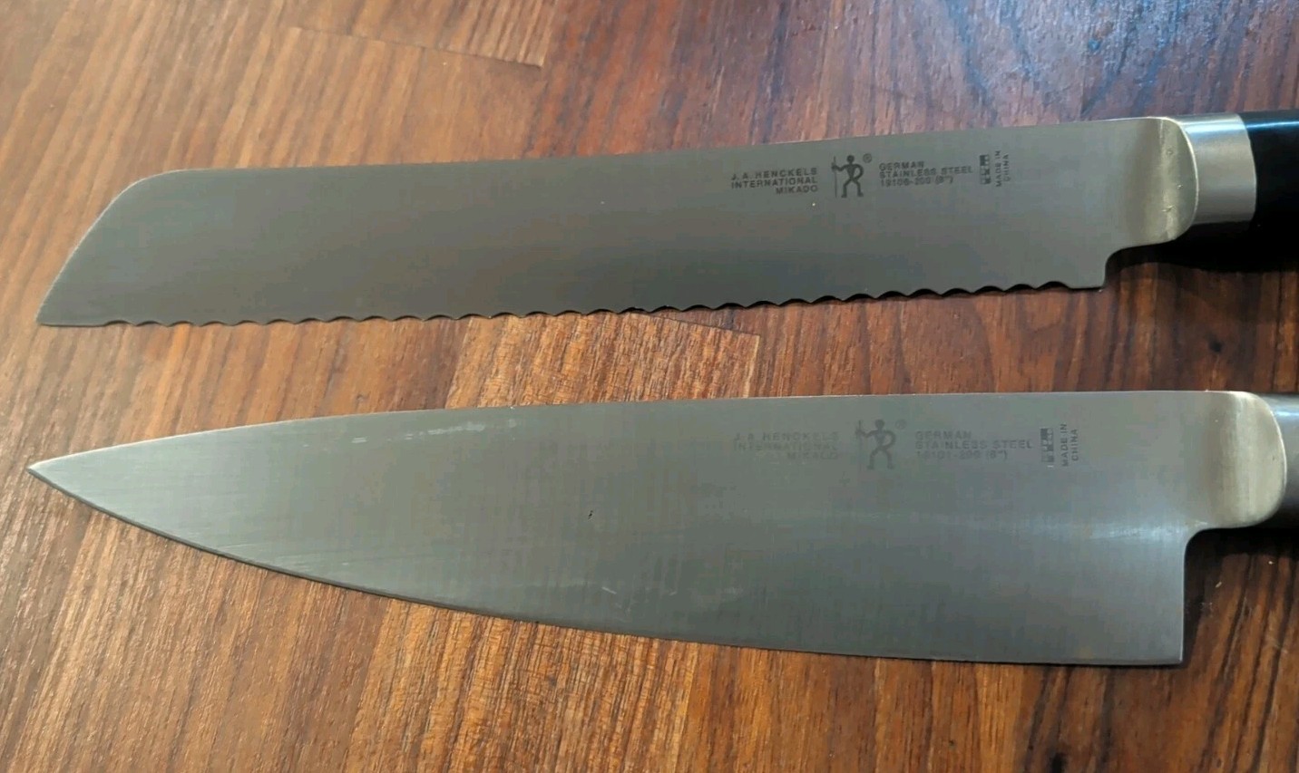 J.A. Henckels 8″ Mikado Chef Knife 19101 & 8″ Serated Bread Knife 19106