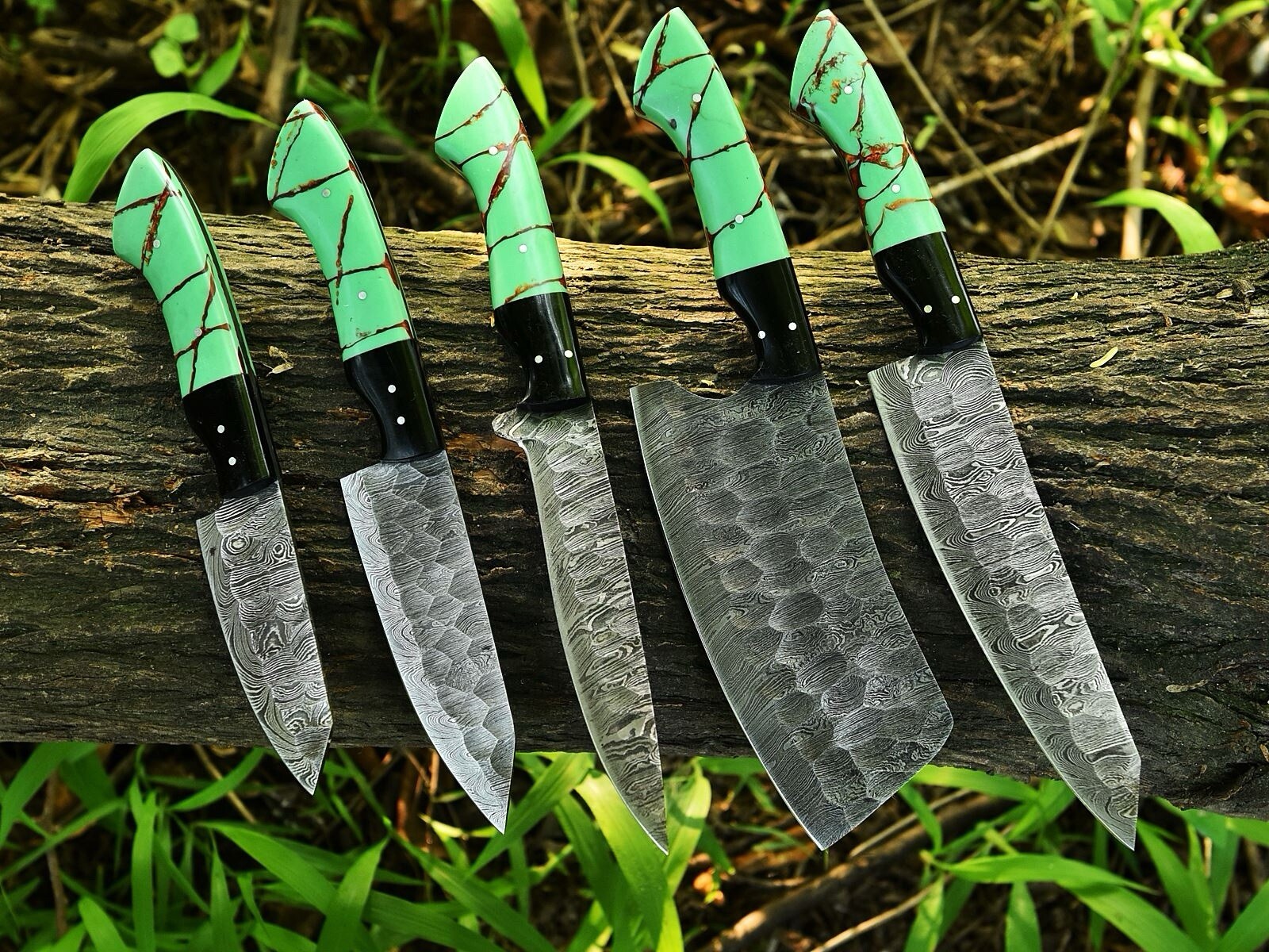 Custom Handmade Forged Damascus Blade Steak Chef Knife SET KITCHEN KNIVES 5pcs