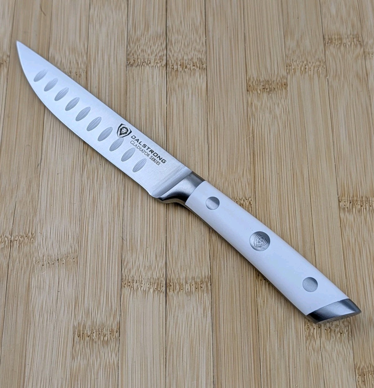 DALSTRONG GLADIATOR Series 5 in STEAK Knife, Straight-Edge, GERMAN Steel, WHITE