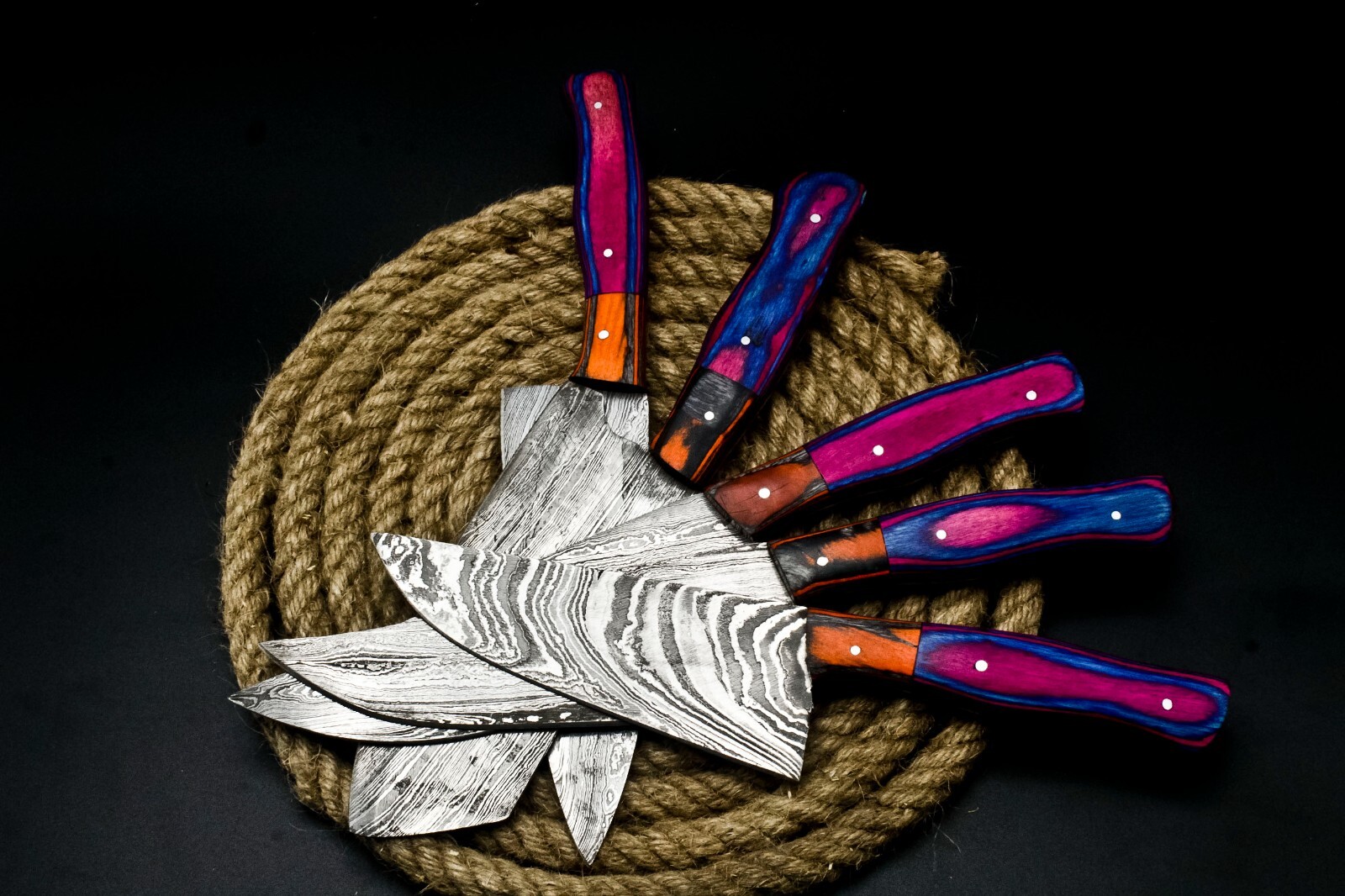 CUSTOM HANDMADE FORGED DAMASCUS STEEL CHEF KNIFE KITCHEN CHEF KNIVES SET