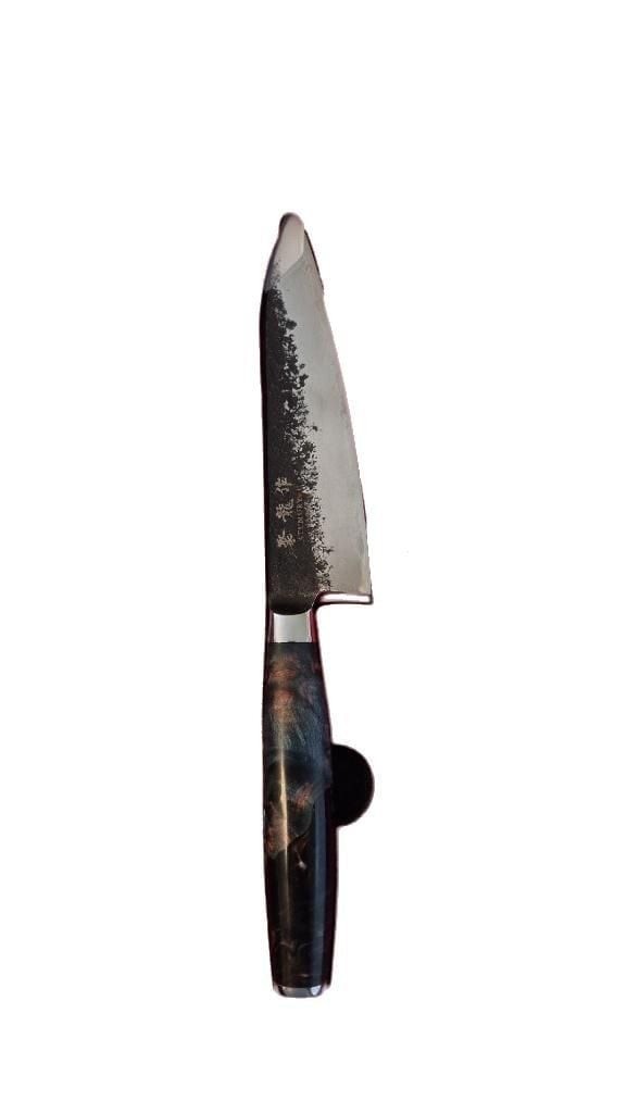 ATUMURYOU Japan VG10 Steel 135mm Utility Knife Black Forged Stabilized Wood & Re