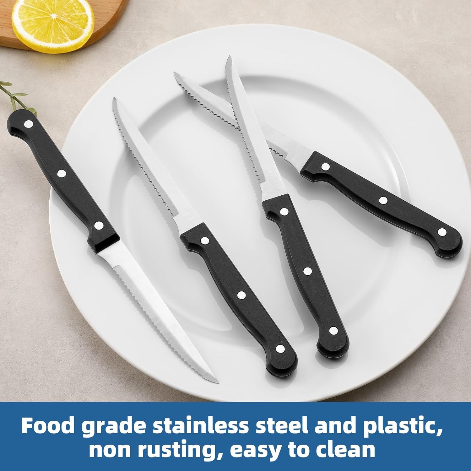 Steak Knives Set of 8, Sharp Triple Rivet Steak Knife Sets, High-Carbon