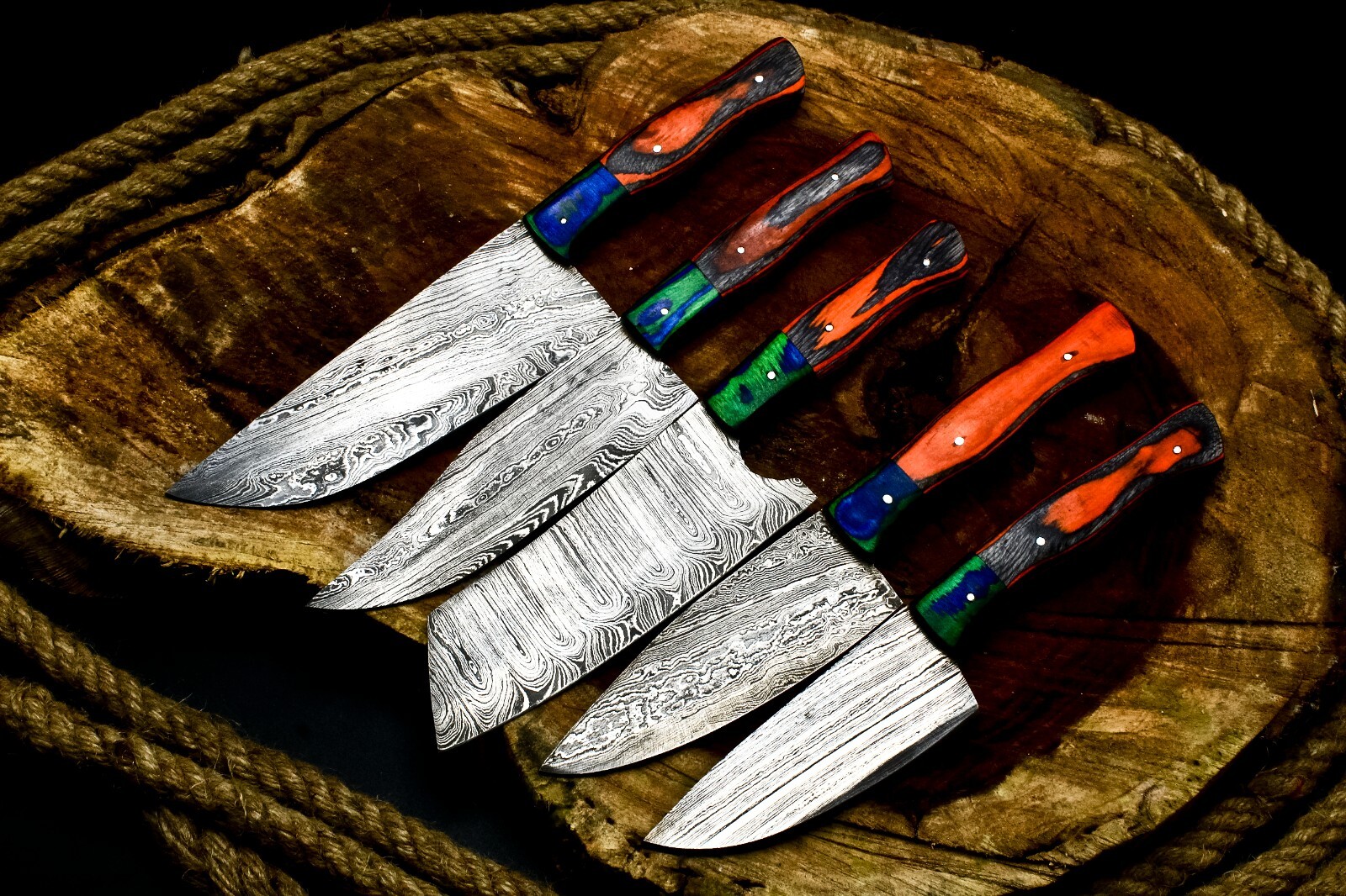 CUSTOM HANDMADE FORGED DAMASCUS STEEL CHEF KNIFE KITCHEN CHEF KNIVES SET