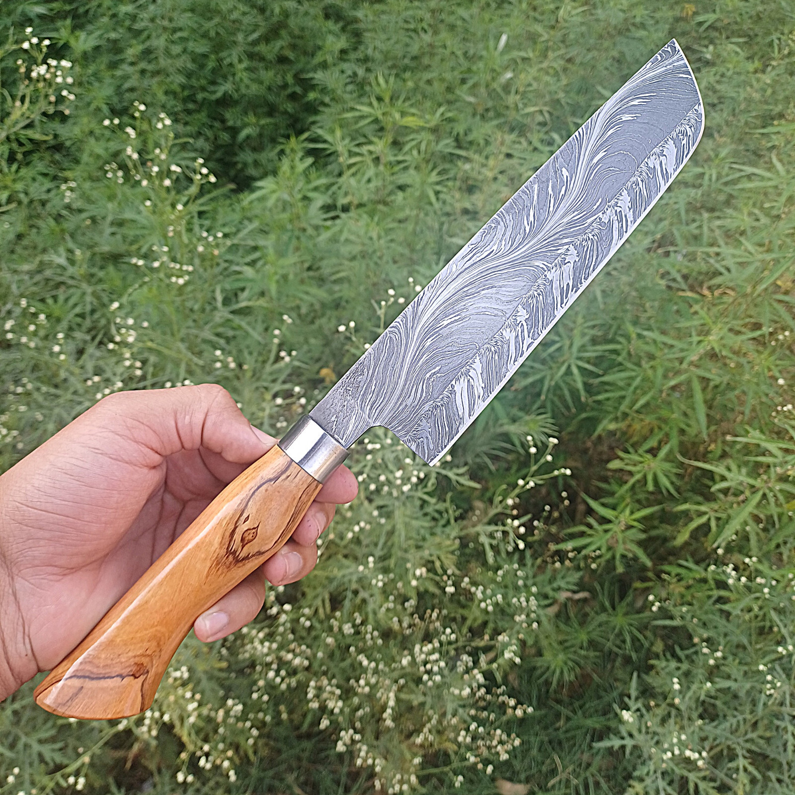 Handmade Damascus Chef Knife Hand Forged Japanese Bunka Kitchen Knife Full Tang