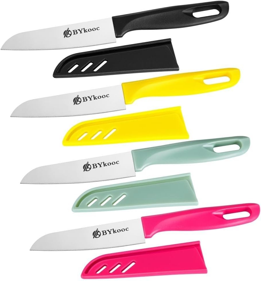 BYkooc 8 pieces Paring Knives 4PCS Peeling Knives and 4PCS Knife Sheath Ultra…
