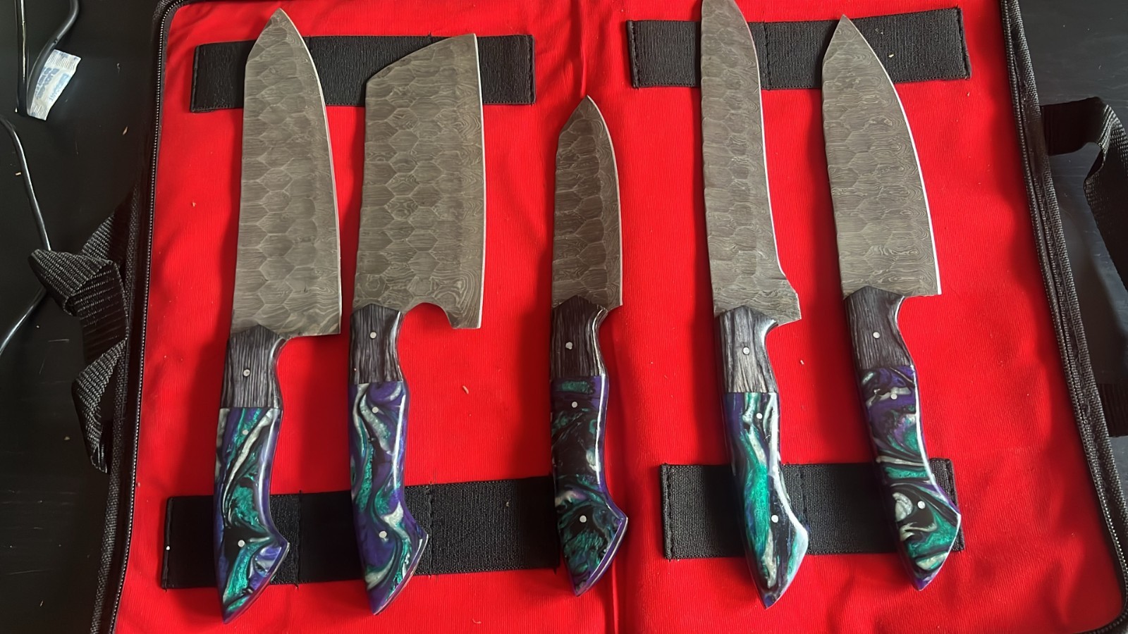 SK-08 Damascus Steel Knife Set of 5 Handmade Forged Chef Kitchen Professional
