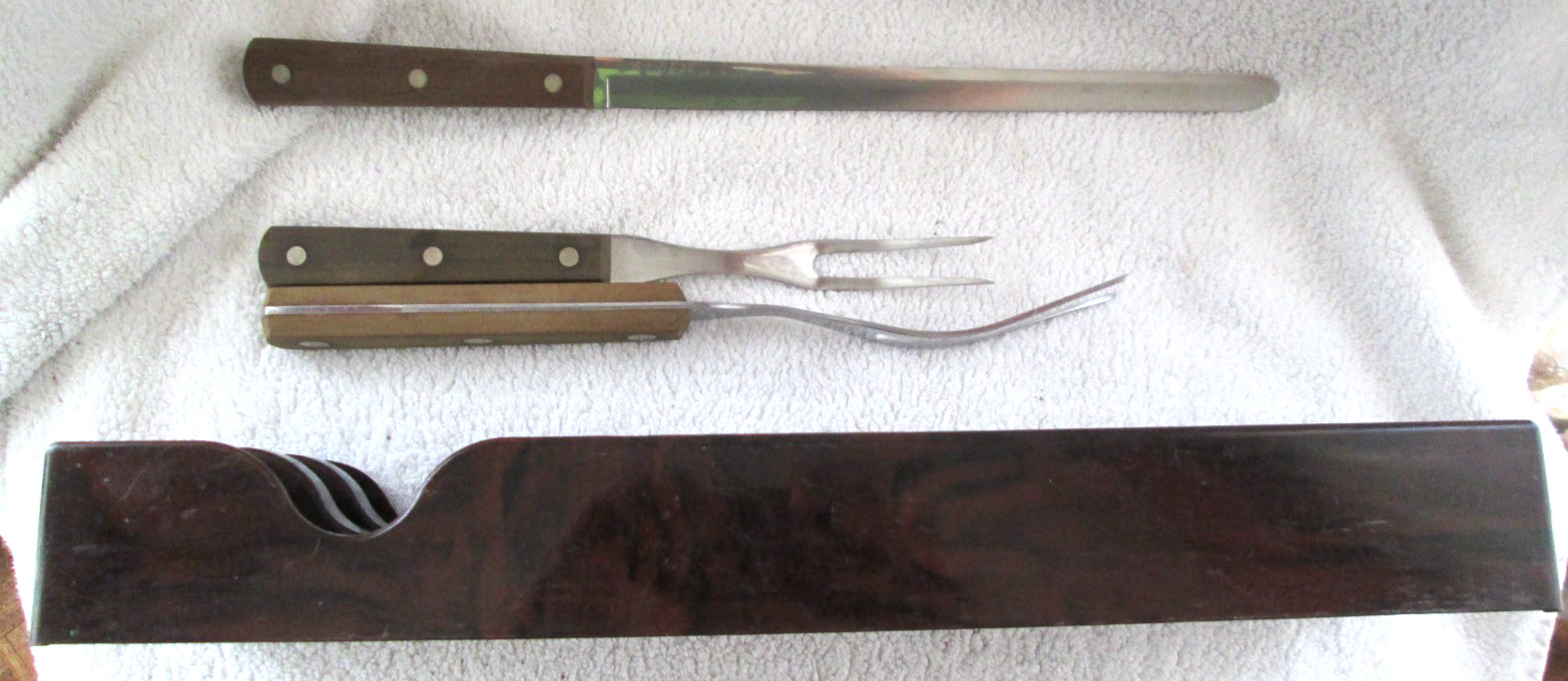 Vintage CUTCO Carving Set # 41/Bakelite Tray/Honing Stone 34-Knife 36 & 37-Forks