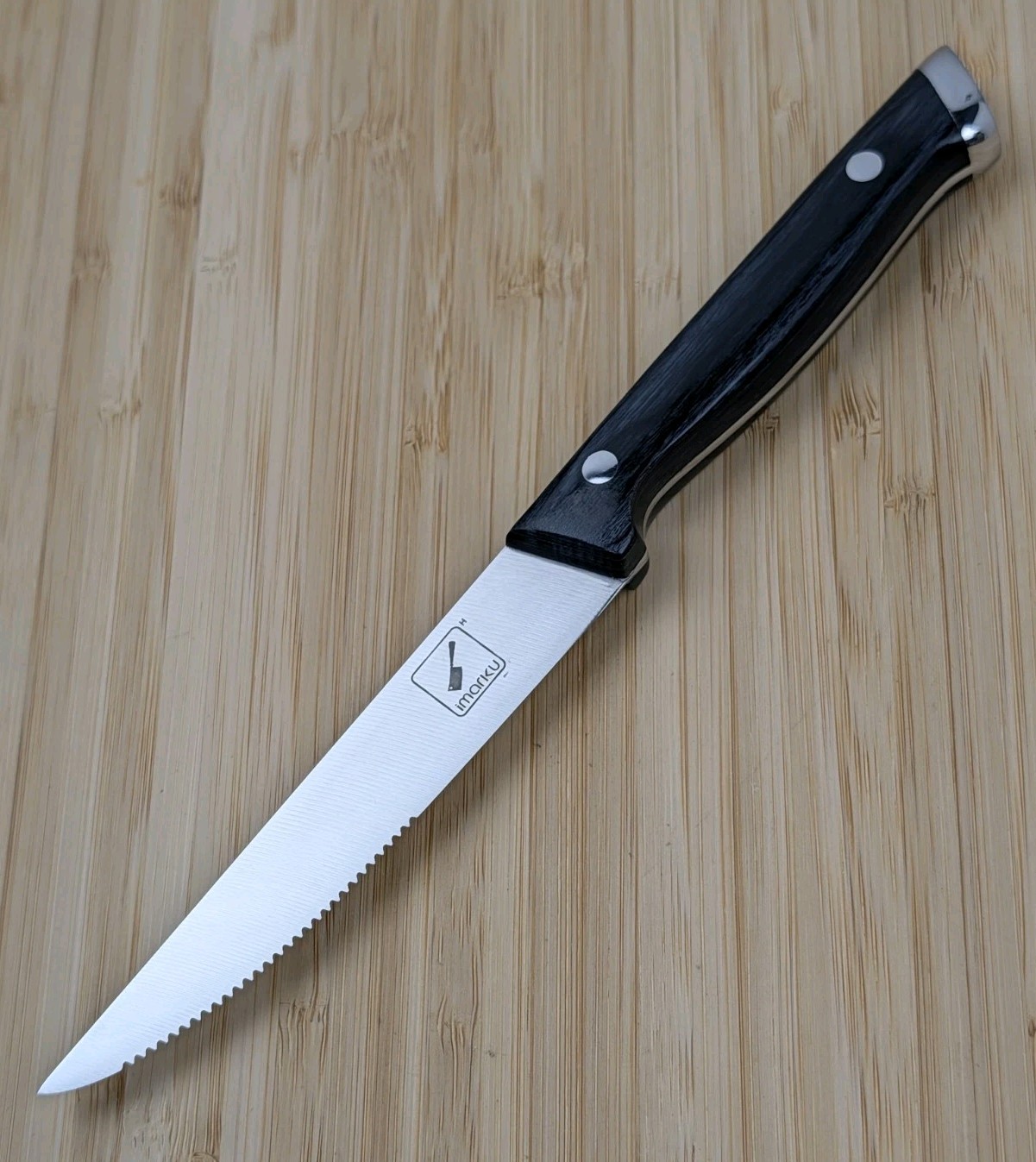imarku 4.5″ STEAK Knife Single, Black PAKKAWOOD Handle, FORGED Steel Blade, NEW
