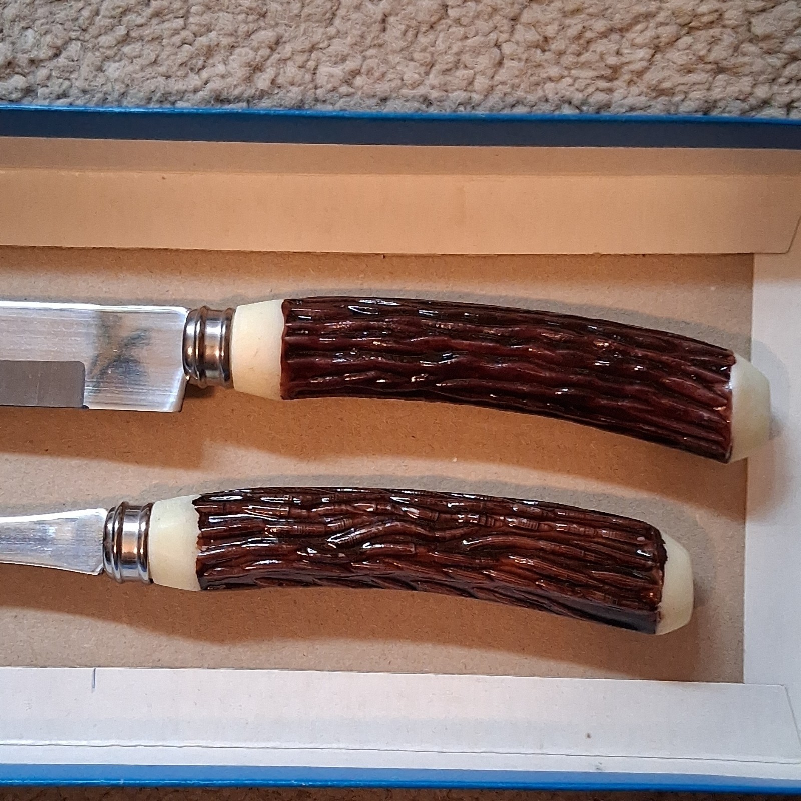 Stainless Steel 6-Piece Hollow Ground Knife Set with Brown Plastic Handles
