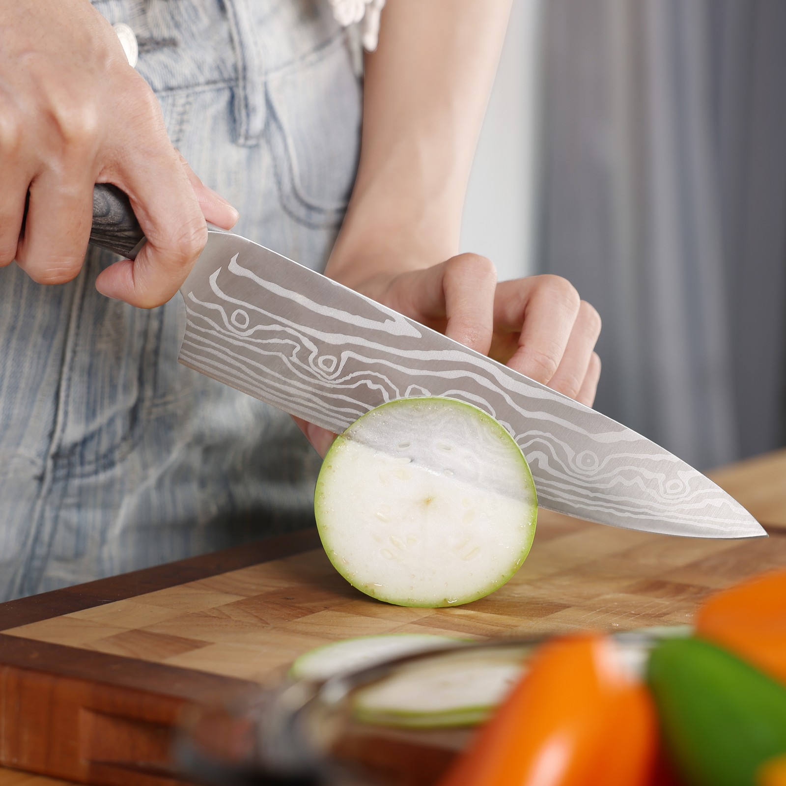 Hecef® Kitchen Knife Set of 3 Professional Stainless Steel Pakkawood Handles