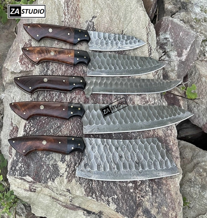 Chef Knife Set Custom Handmade Forged Kitchen Knife Set Professional Use