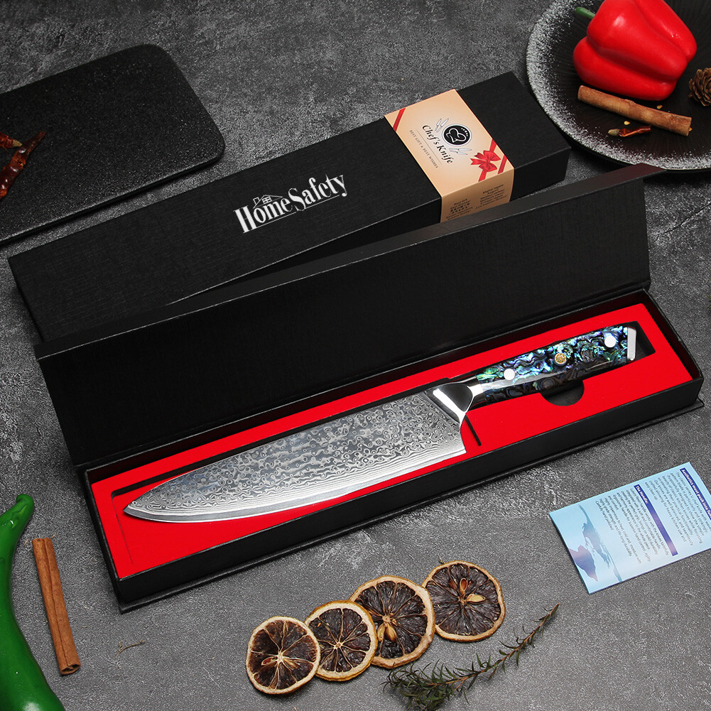 8 Inch Damascus Kitchen Knife Chef Knife Damascus steel Cleaver Knife Gift box