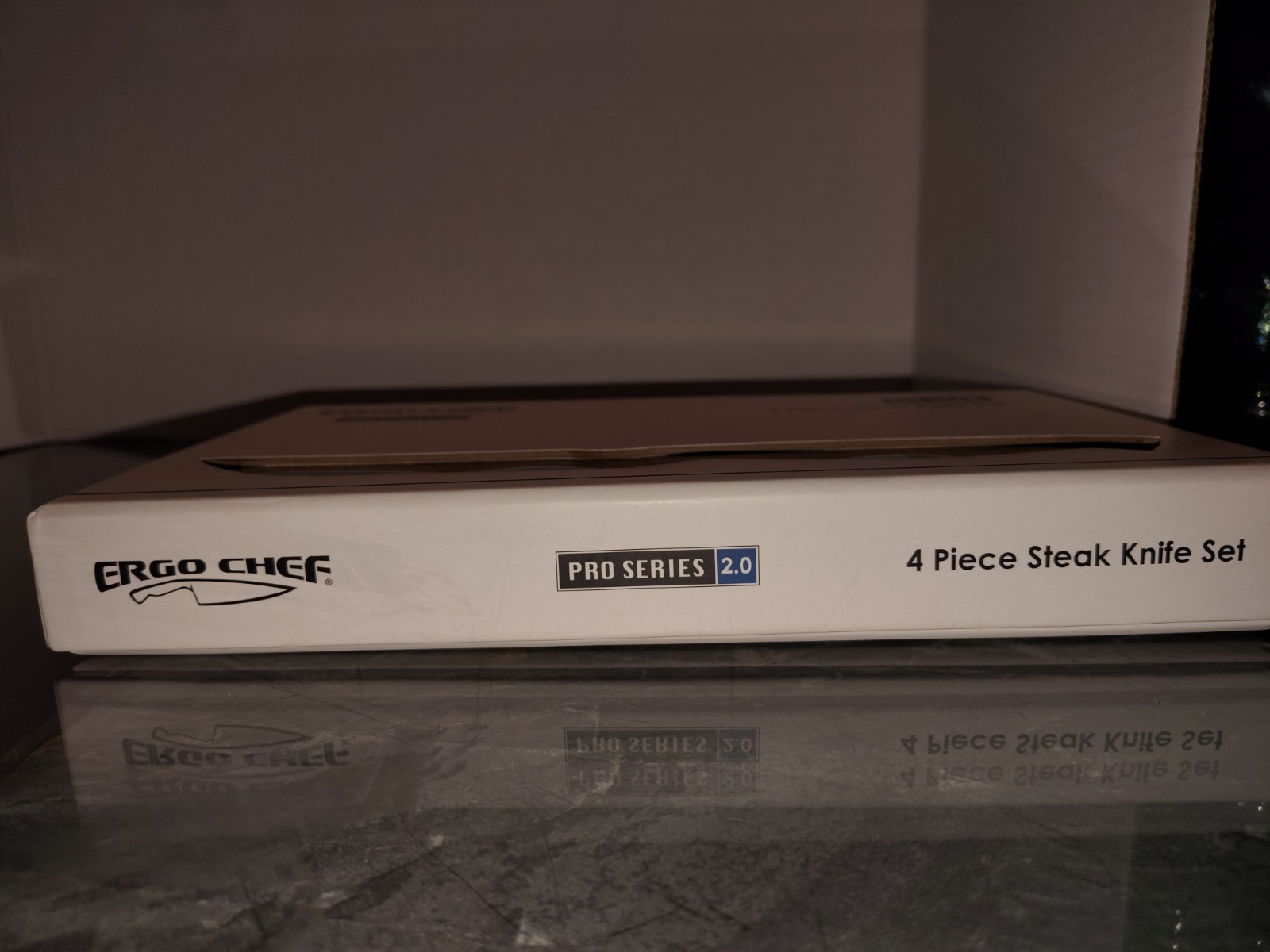 ULINE Ergo Chef Pro Series 2.0 4 Piece Steak Knife Set Stainless Steel Wood Grip