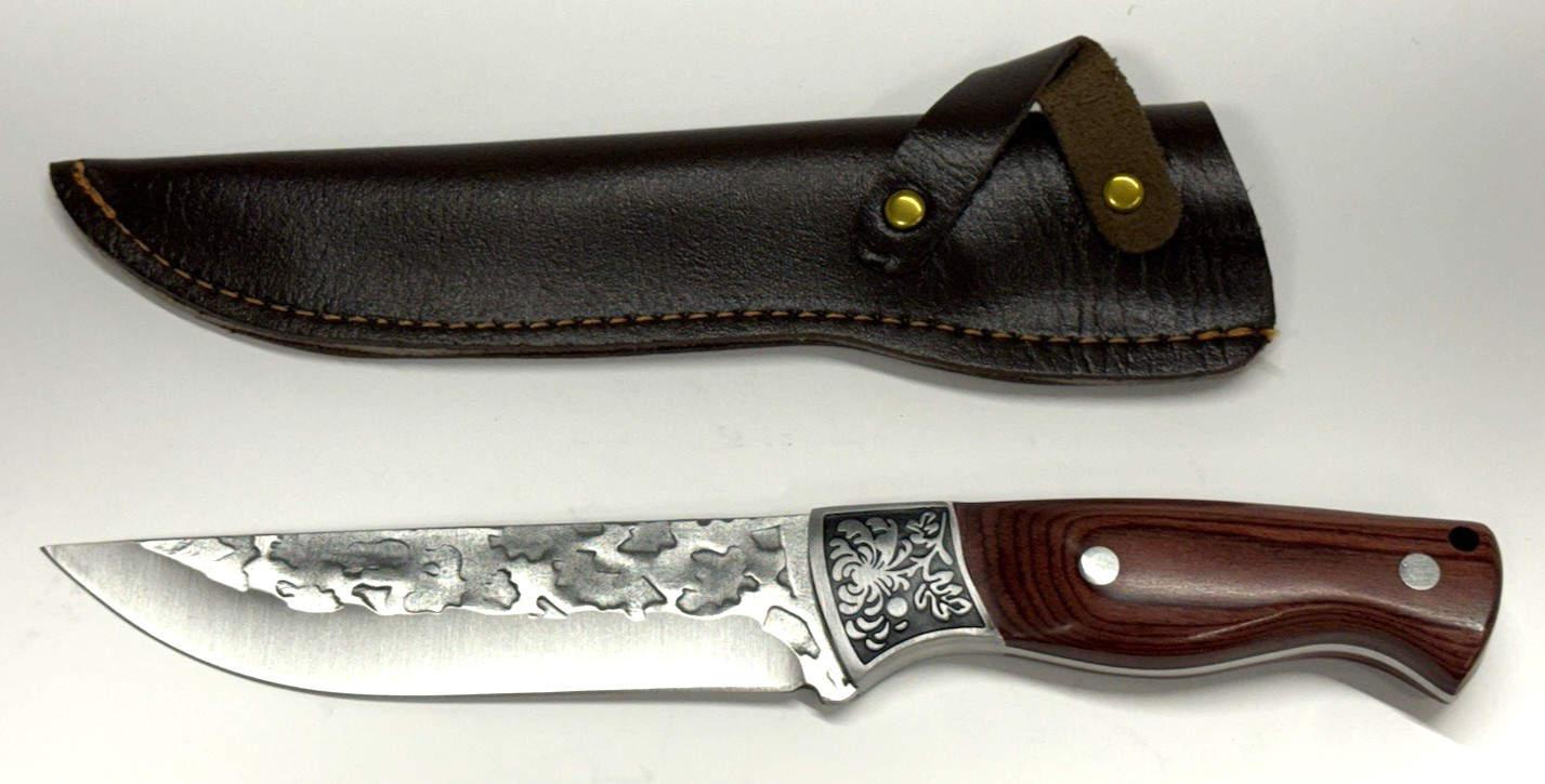 NEW Unbranded 10.25″ Fixed Blade Knife – Scrolled 5.5″ Blade with Sheath. NO BOX