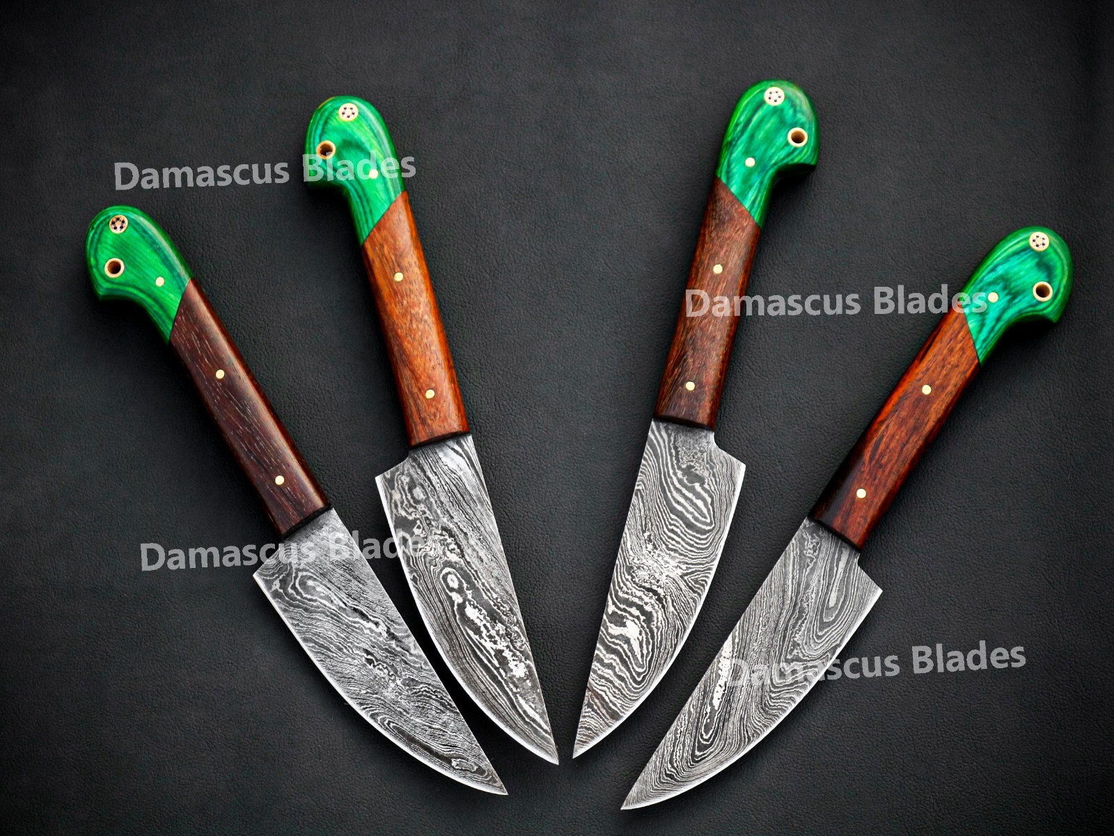 Custom Handmade Forged Damascus Steel Kitchen Chef Steak Knife Set With Wood Box