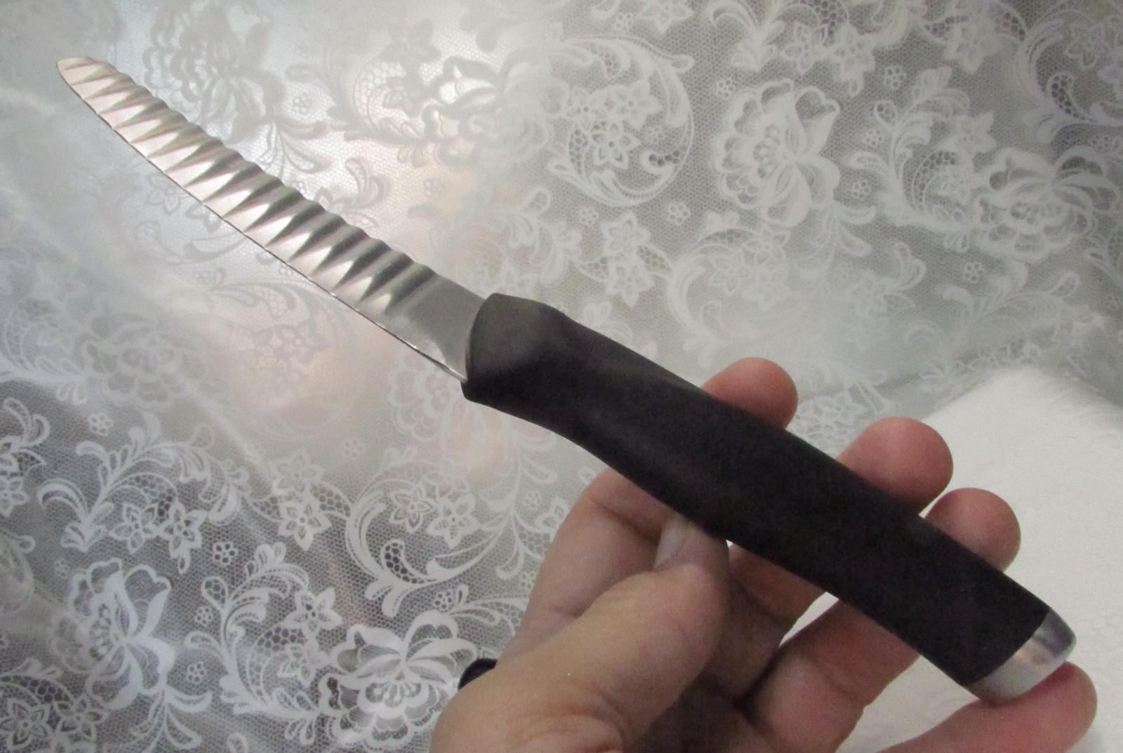Groove Tech 4″ Blade Chef Kitchen KNIFE with SHEATH & Black Rubber Handle USA