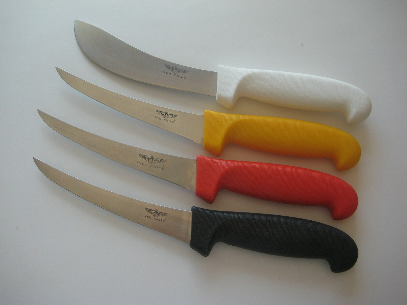 3 6″ Curved Professional Boning Knife + 1 6″ Skinner (Brand New)