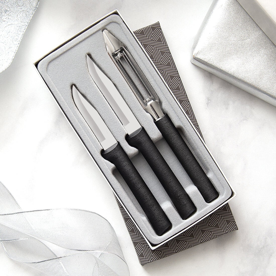 RADA CUTLERY G256 KITCHEN BASICS GIFT SET BLACK RESIN HANDLE MADE IN USA