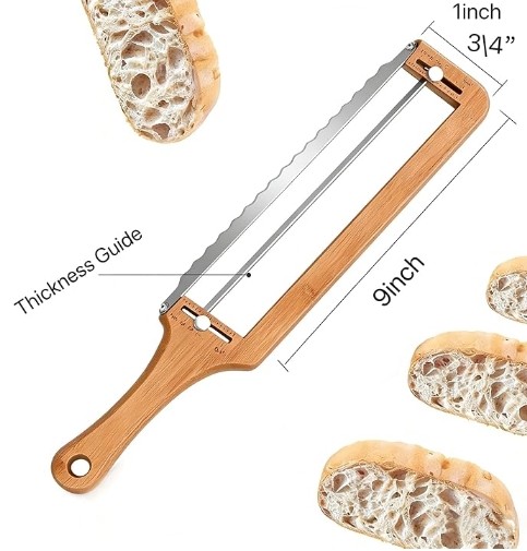 Manual Adjustable Bread Knife Bamboo Bread Knife With Stainless Steel Blade