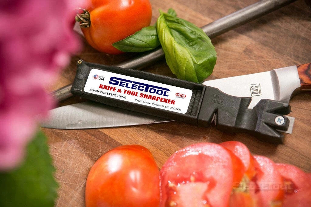 SELECTOOL 4-in-1 Knife & Tool Sharpener Made in USA + FREE Training Knife