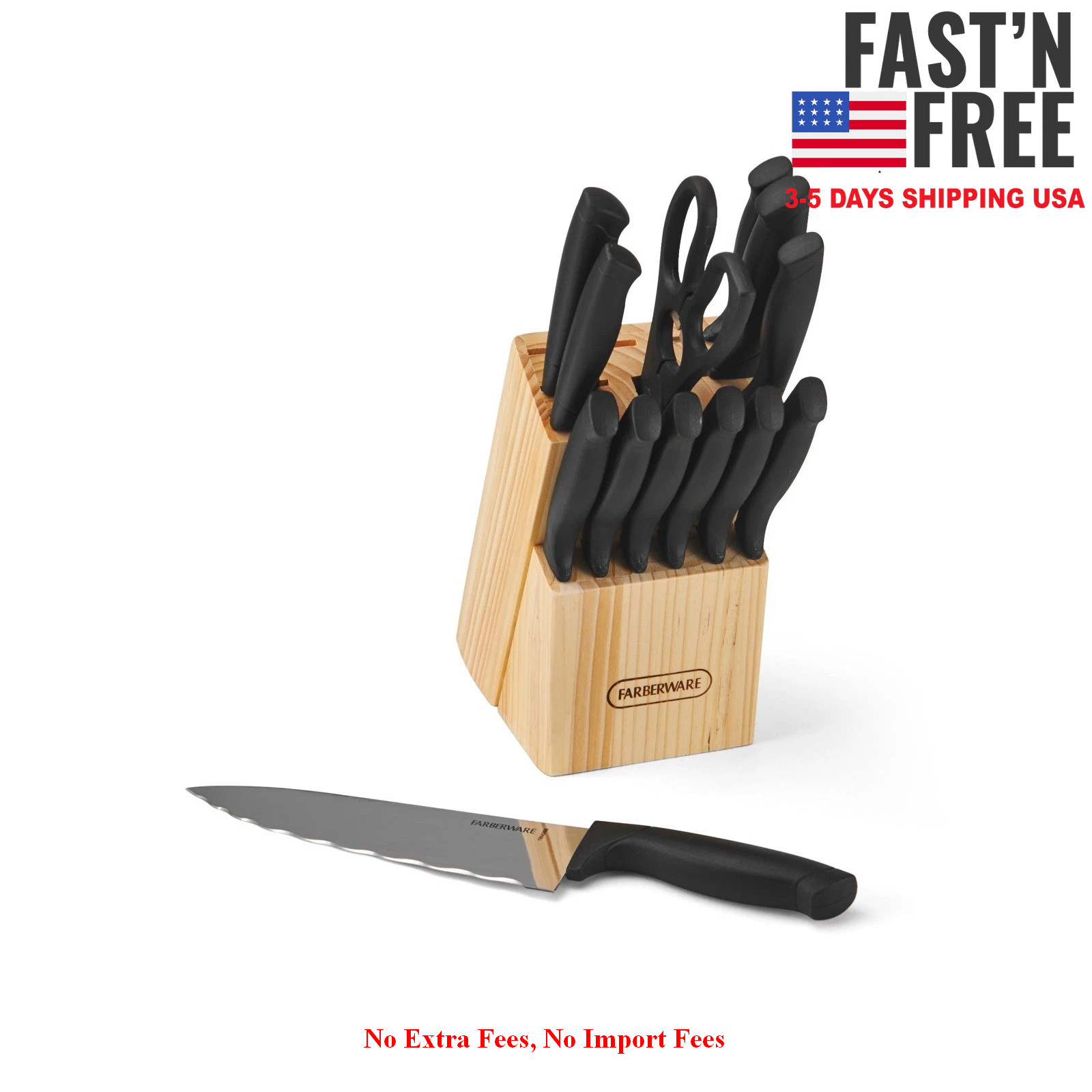 2Pack Farberware 23Pc Cutlery Set Stainless Steel Never Needs Sharpening Black