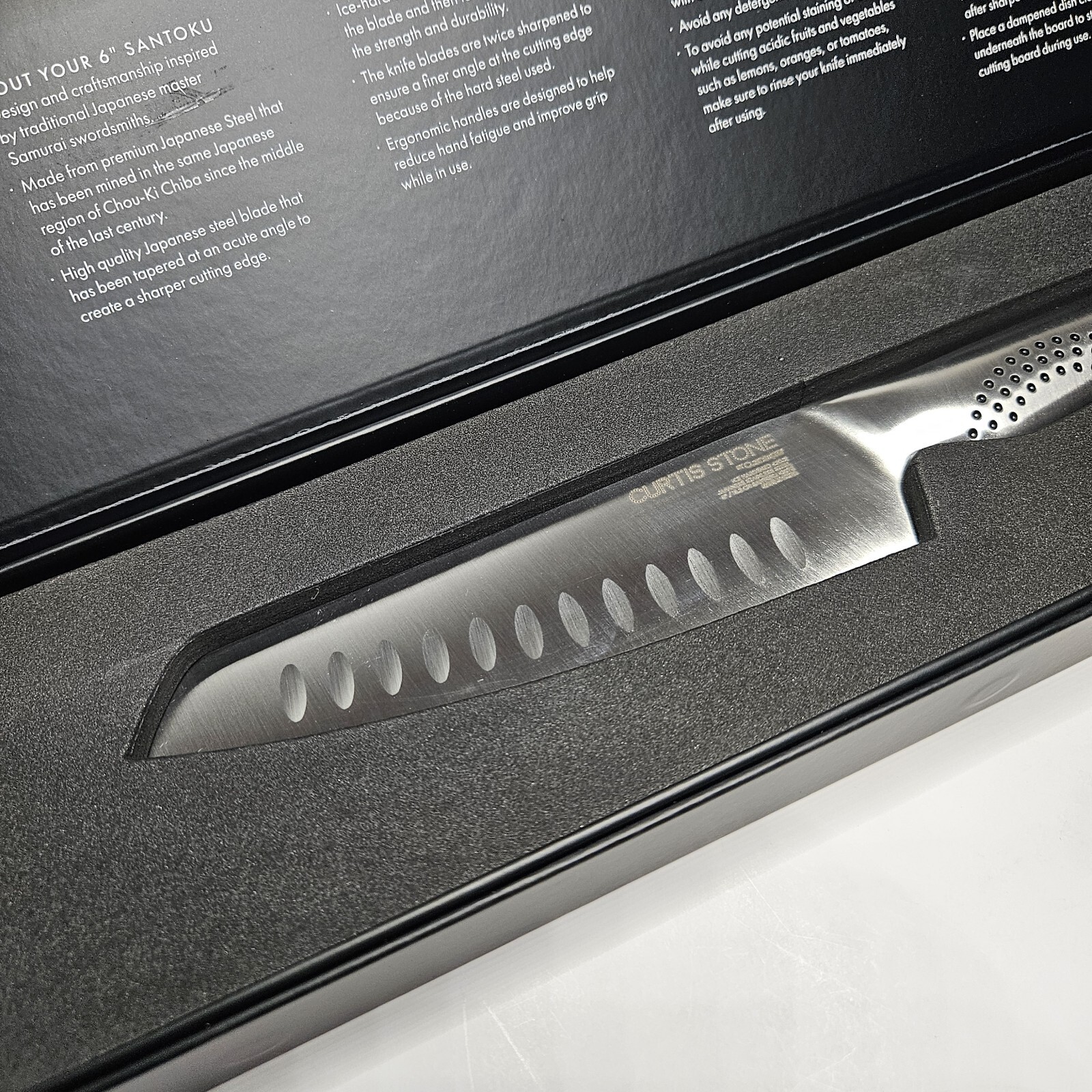Curtis Stone 6” Japanese Stainless Steel Santoku Professional Chef Kitchen Knife