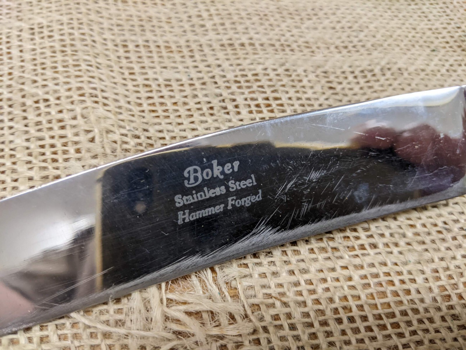 Boker 8″ carving knife and steel, bone handles