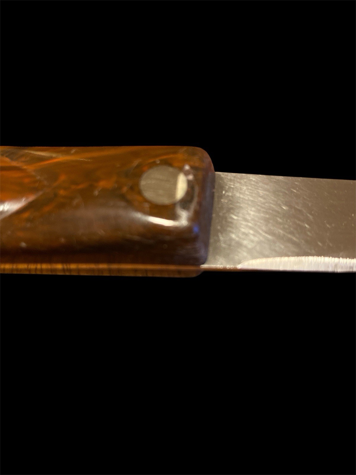 Vintage CUTCO 1723 Carver Knife 9″ Overall 14.5″ Blade Brown Swirl Handle