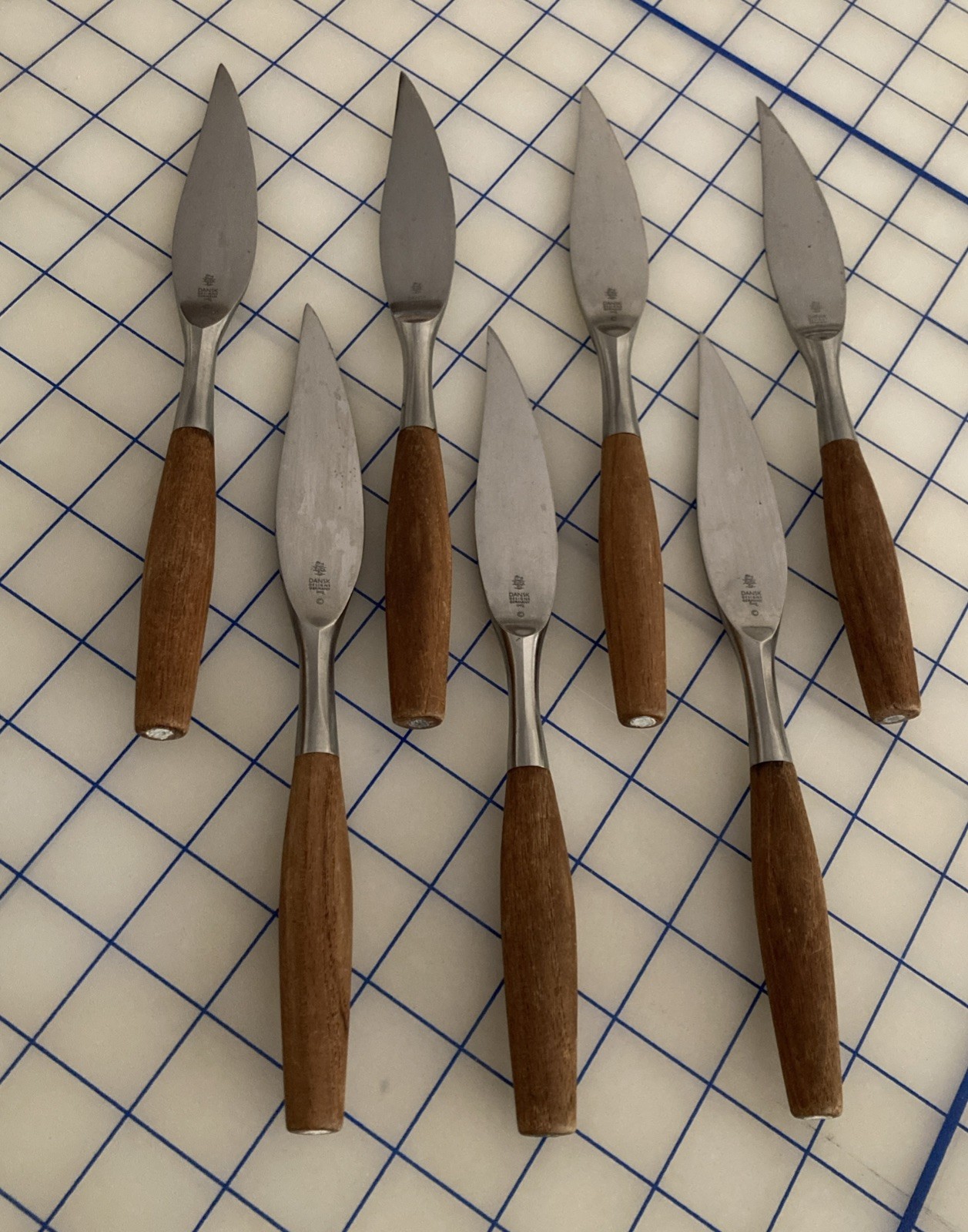 (Set of SEVEN) Dansk Fjord Steak Knives Germany IHQ Teak Handles