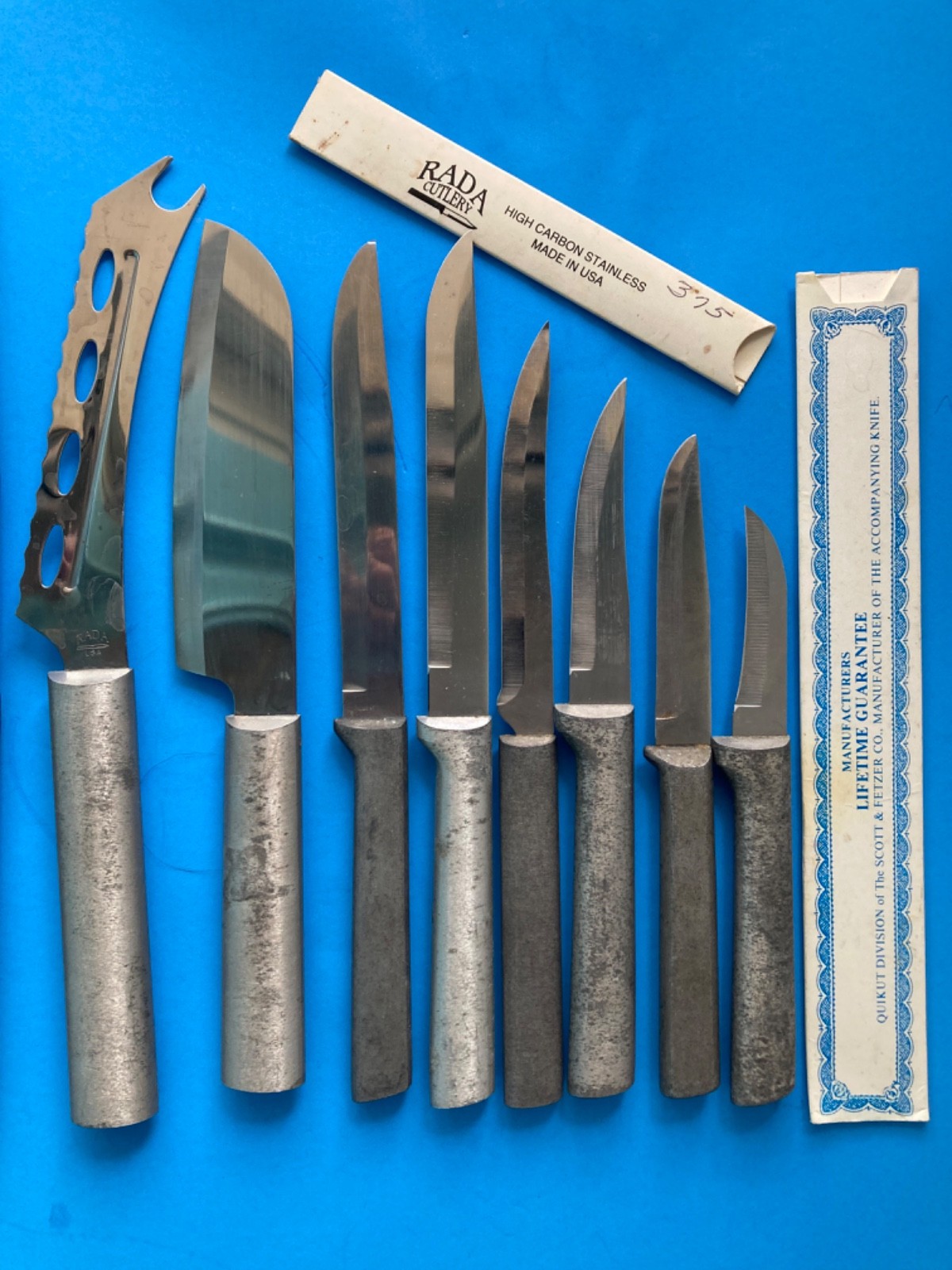 LOT 13 KITCHEN KNIFE MIXED ALUMINUM HANDLE RADA CHEF Knives Cheese Steak Slicers