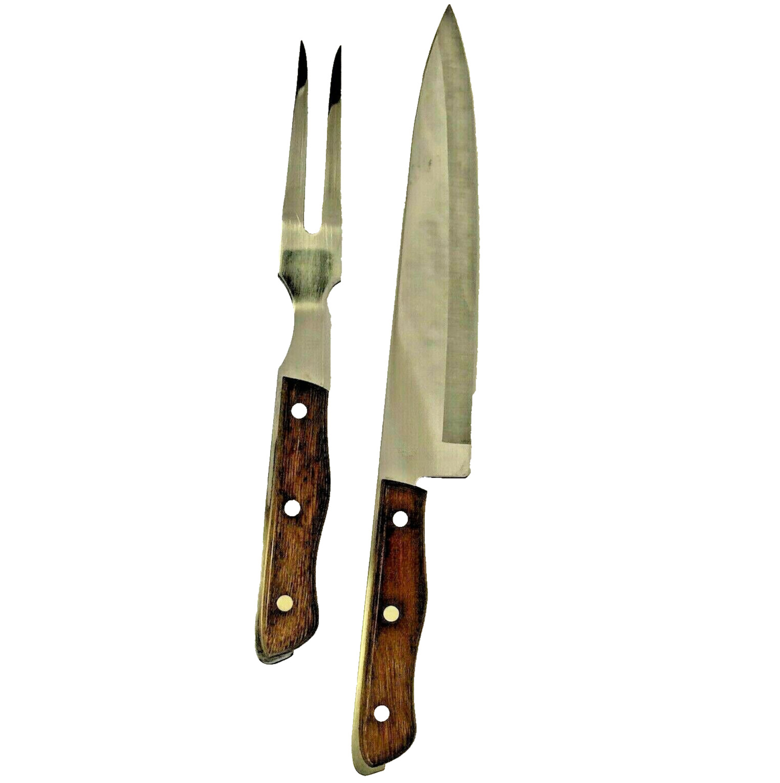 Vintage Maxam Precision Hollow Ground Stainless Steel Chef’s Knife & Fork Japan