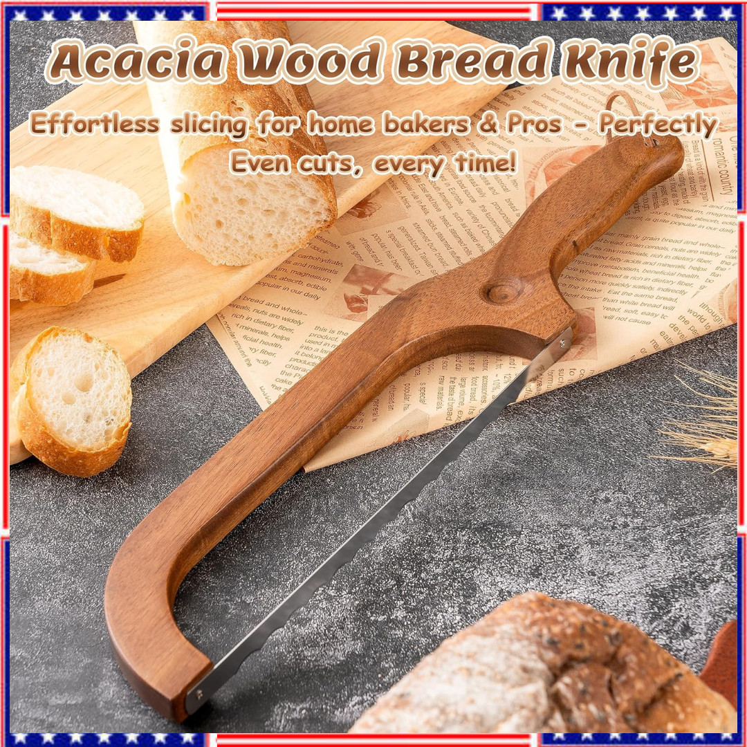 14.5 in Serrated Bread Slicer, Sourdough Bread Knife, Stainless Steel Bow Knife