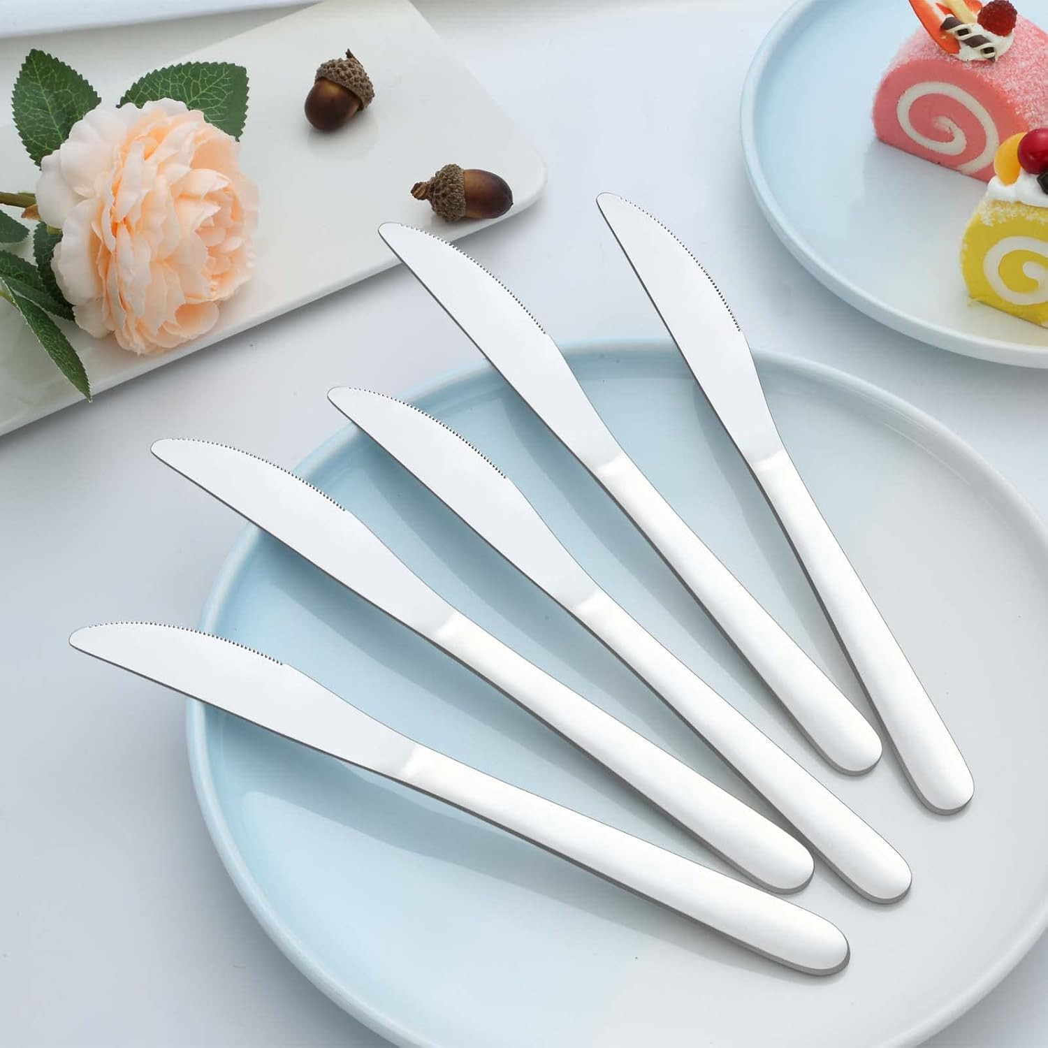 24-Piece Knife Set, 9-Inch Dinner & Butter Knives, Stainless Steel Table Knif…