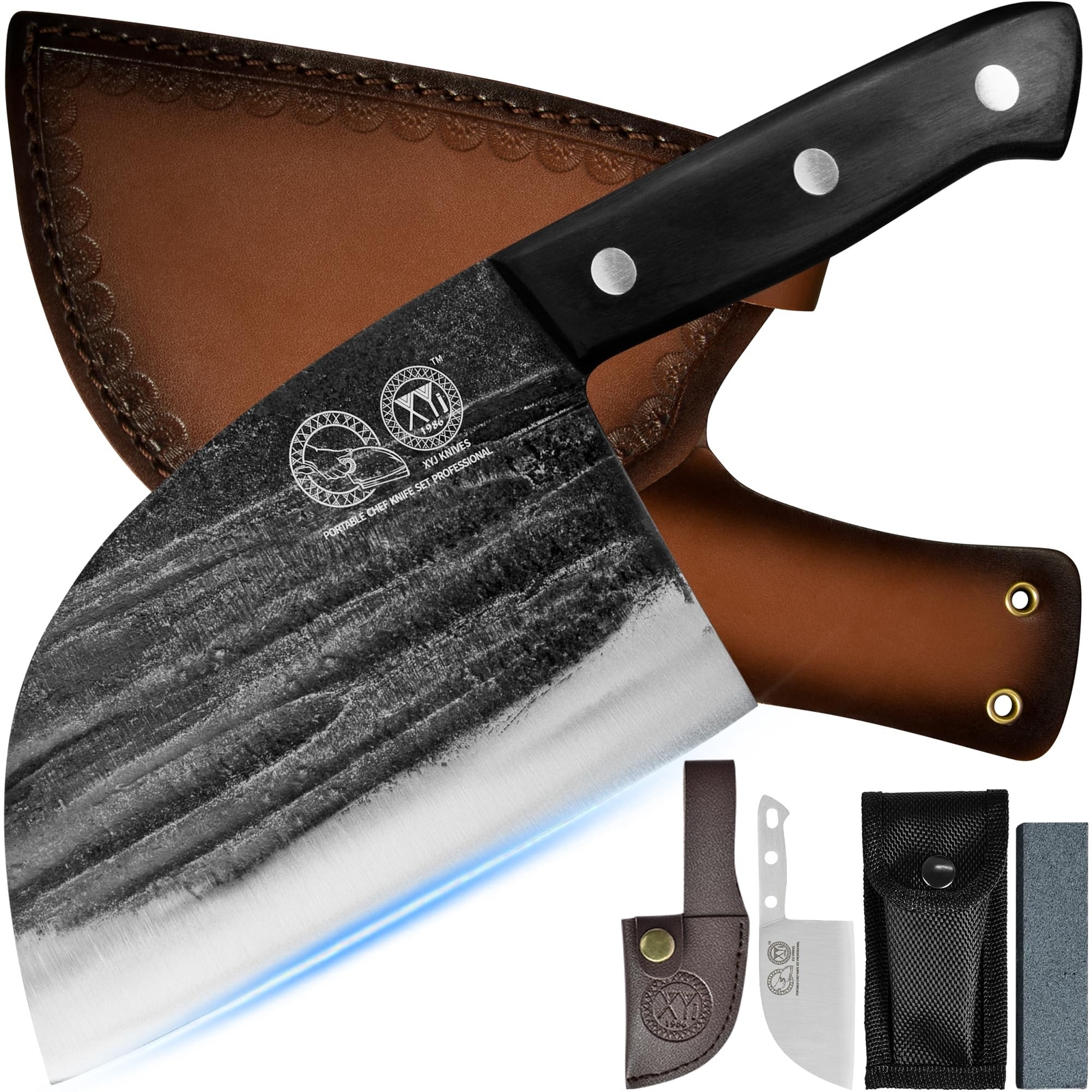 XYJ Authentic Since 1986,6 Inch Serbian Chef Knife With Sheath,Handmade Forge…