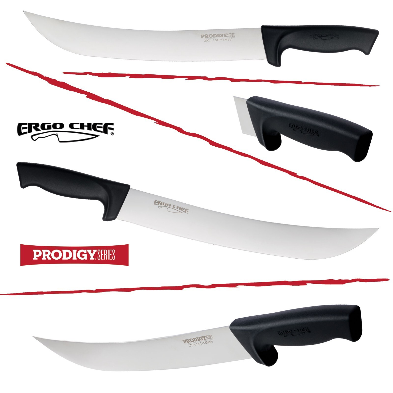Ergo Chef 12-Inch Curved Cimeter Knife Non-slip handle Black PRODIGY SERIES