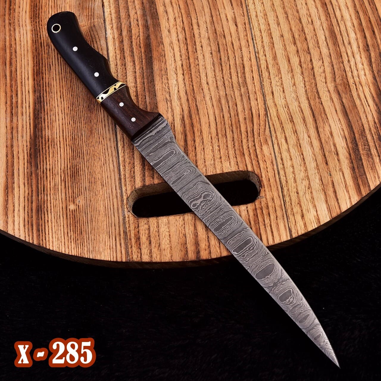 Handmade DAMASCUS Fillet Knife | 10” kitchen Fixed Blade | Outdoor | Chef Knife
