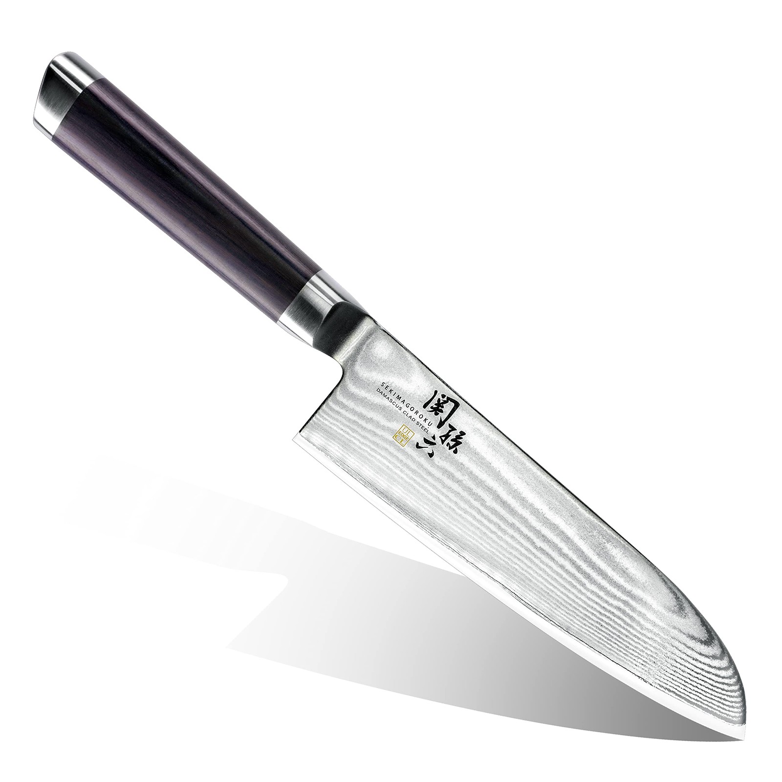 Kai Corporation Seki Magoroku Santoku Knife, Damascus Steel, 165mm, Made in Japa