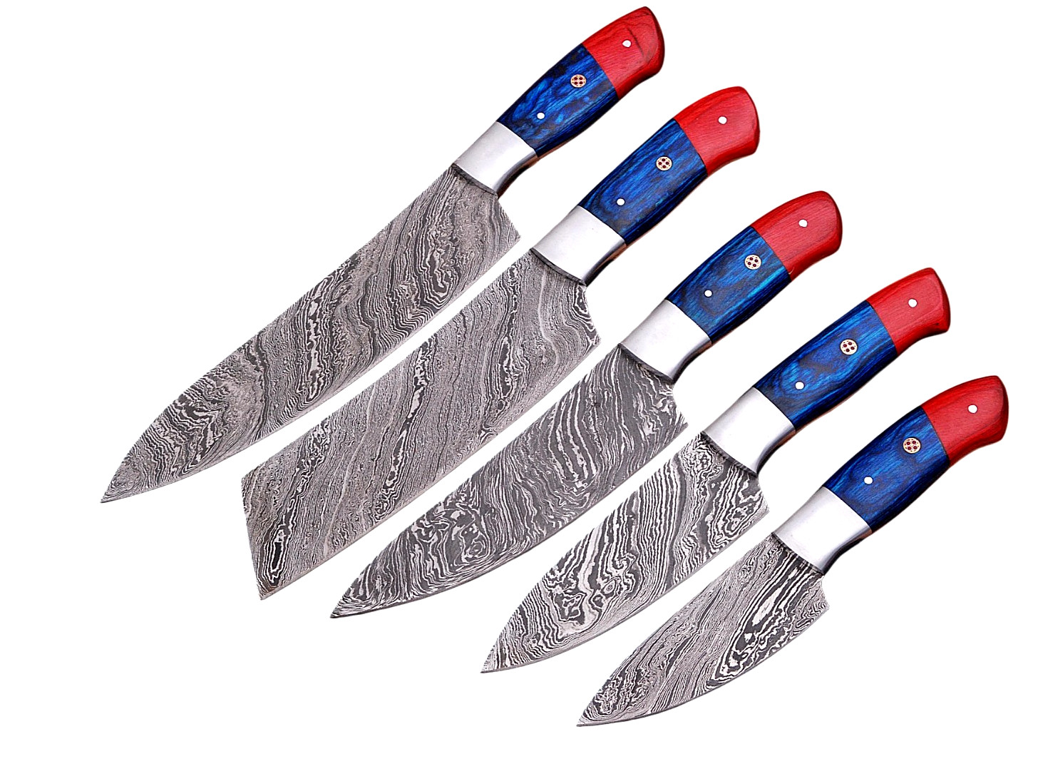 HAND MADE FORGED DAMASCUS STEEL CHEF SET KITCHEN KNIVES 1524