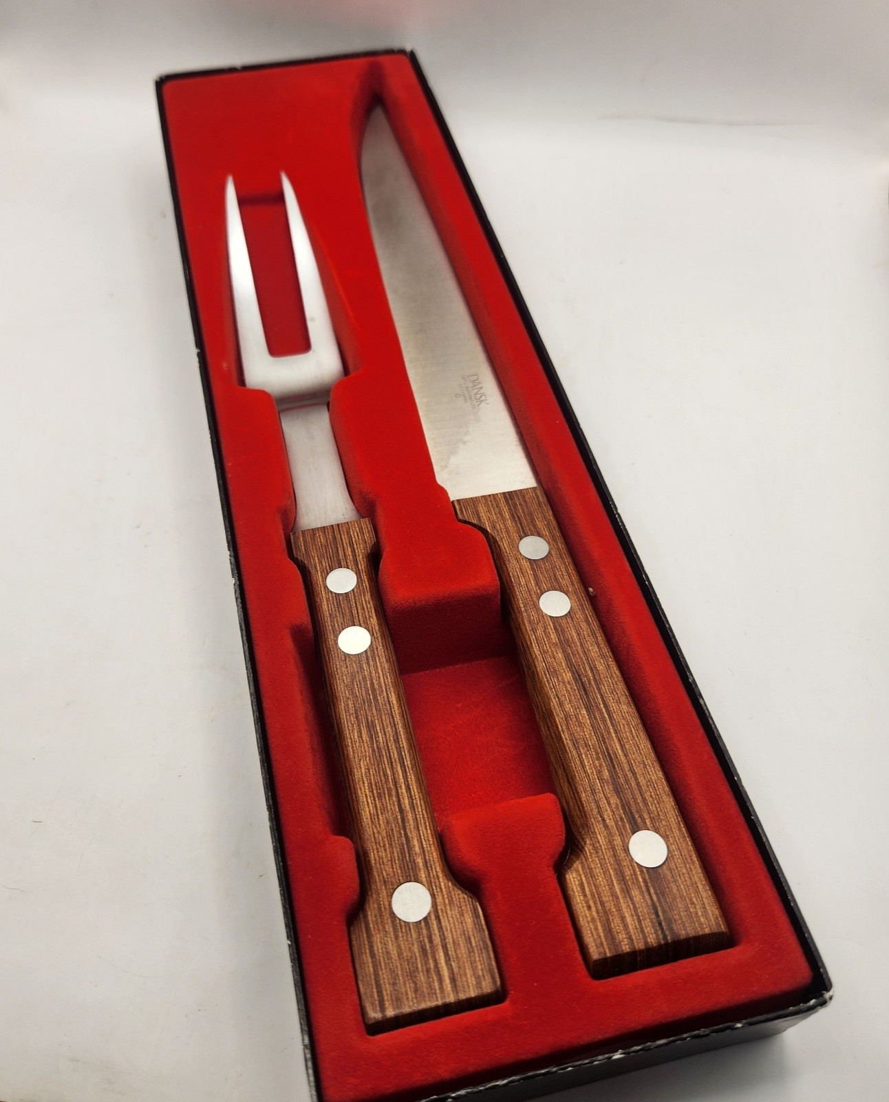 Vintage Dansk Teak & Stainless Carving Set Gunnar Cyren MCM w/ Original Box