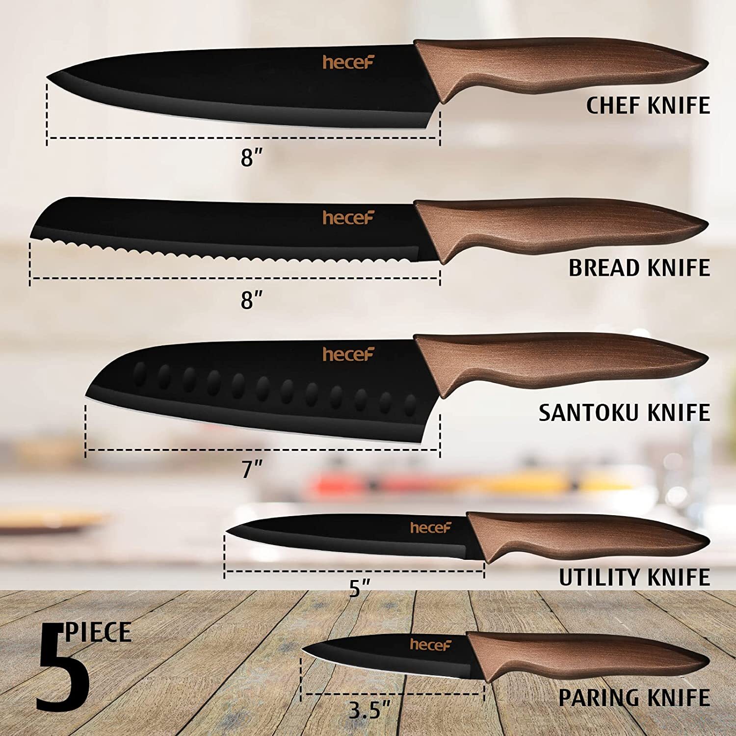 10Pcs Kitchen Knife Set Vantage Stainless Steel Chef knives with Blade Sheaths