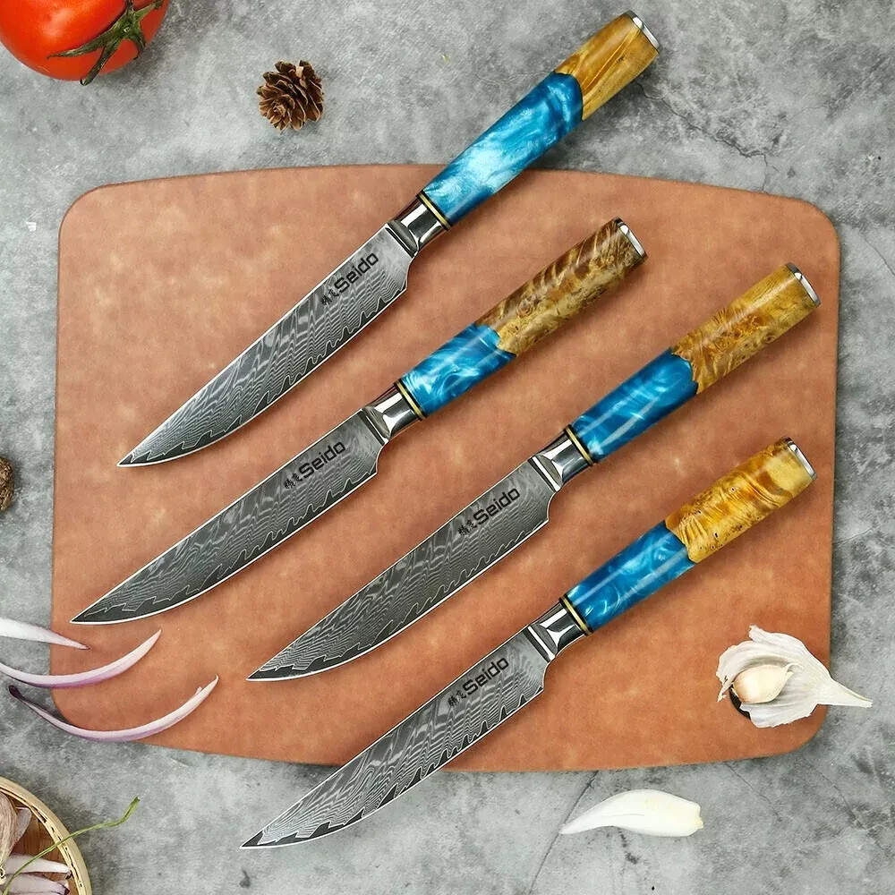 Seido Knives Executive Straight Edge Steak Knives with Japanese VG10 Steel