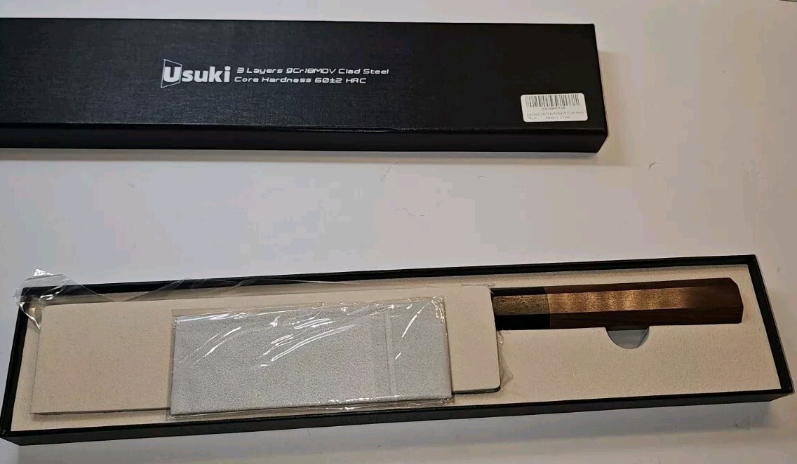 Usuki 8 Inch Japanese Chef Knife Professional 3 layers 9CR18MOV Clad Steel 60+2