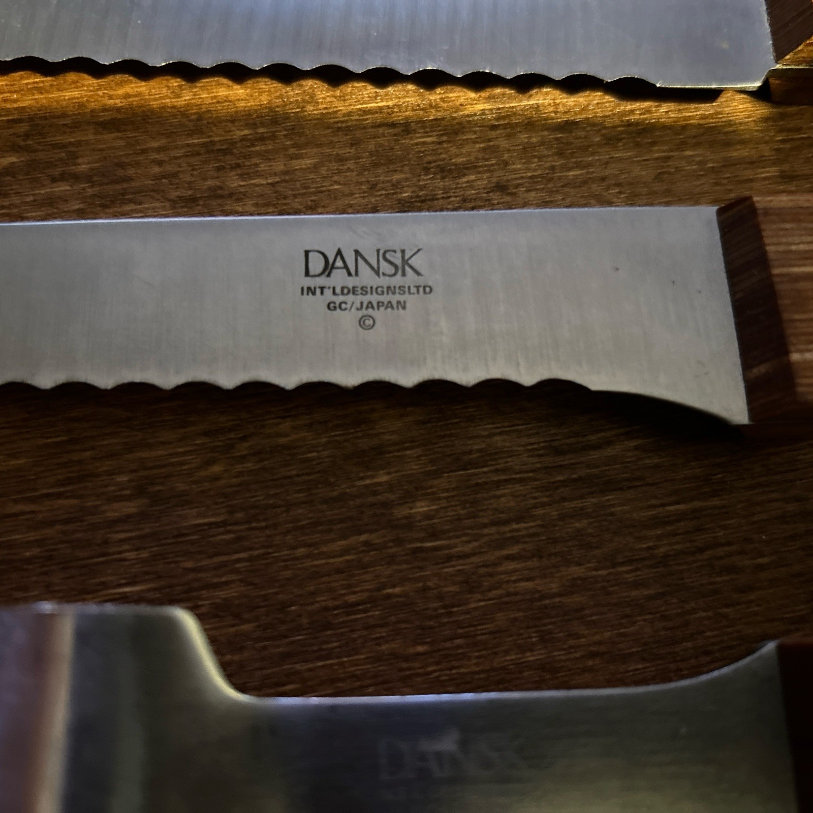 4 Vintage Dansk Stainless Blade Carving Knife-Teak Set