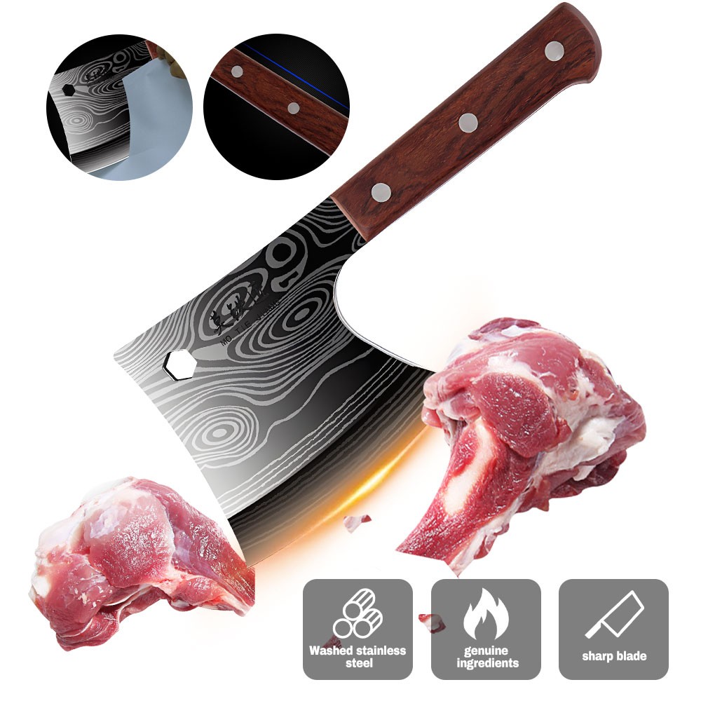 Meat Cleaver Butcher Knife Heavy Duty Stainless Steel Bone Chopper Cutting Axe